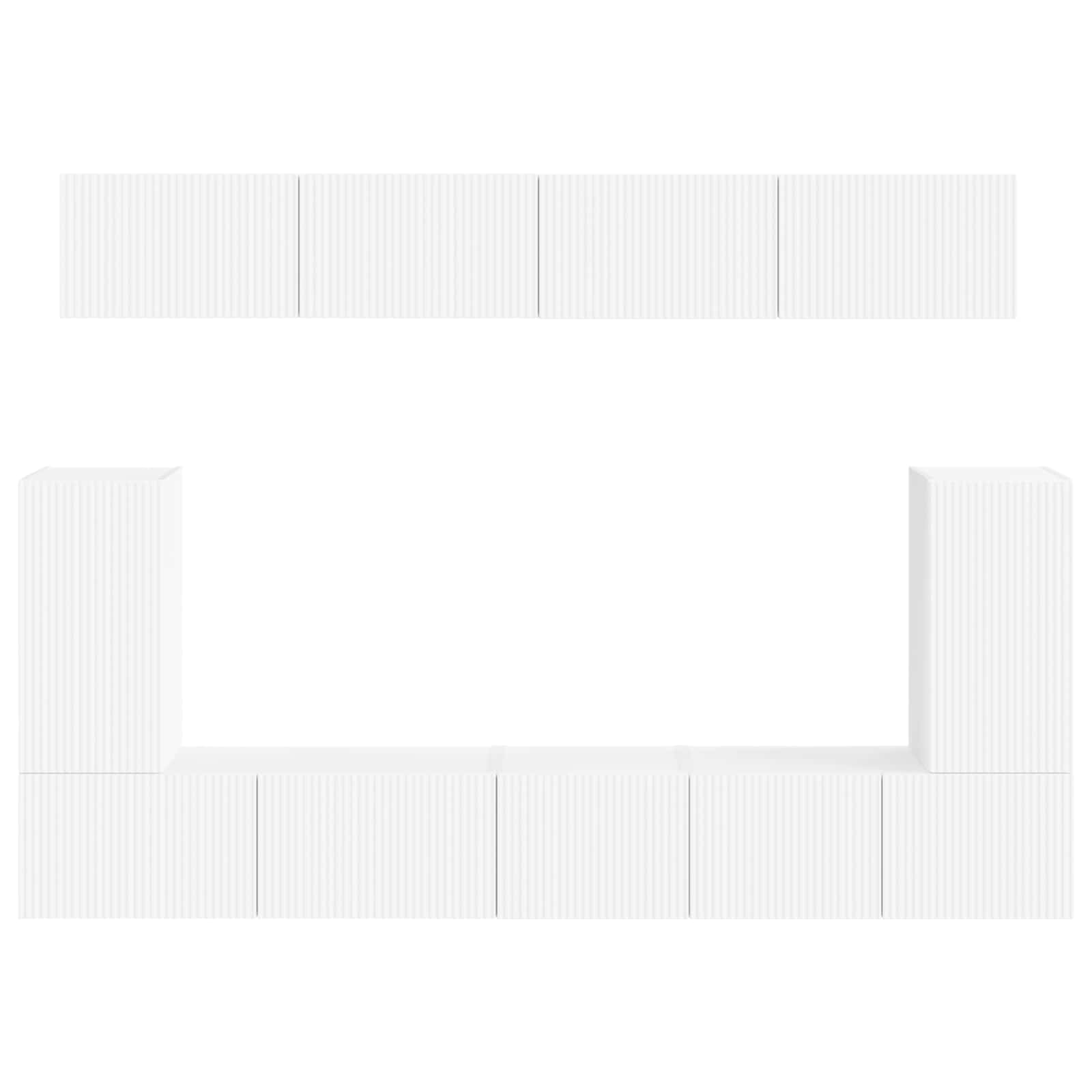 Ensemble Meuble Tv Montage Mural 5 Pcs Blanc Bois D'ingénierie