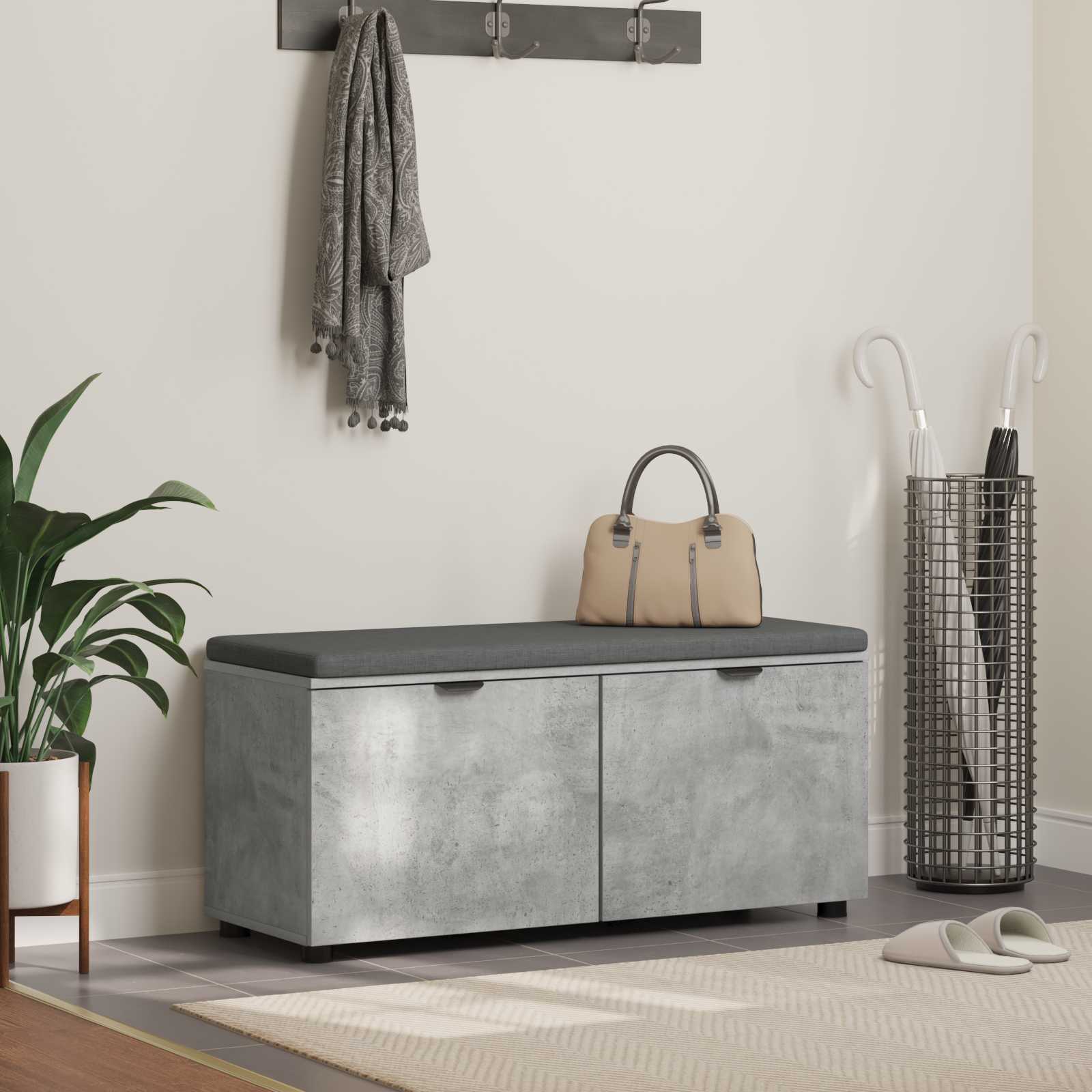 Banc D'entrée 60 X 38 X 46 Cm Bois Ingénierie Et Tissu