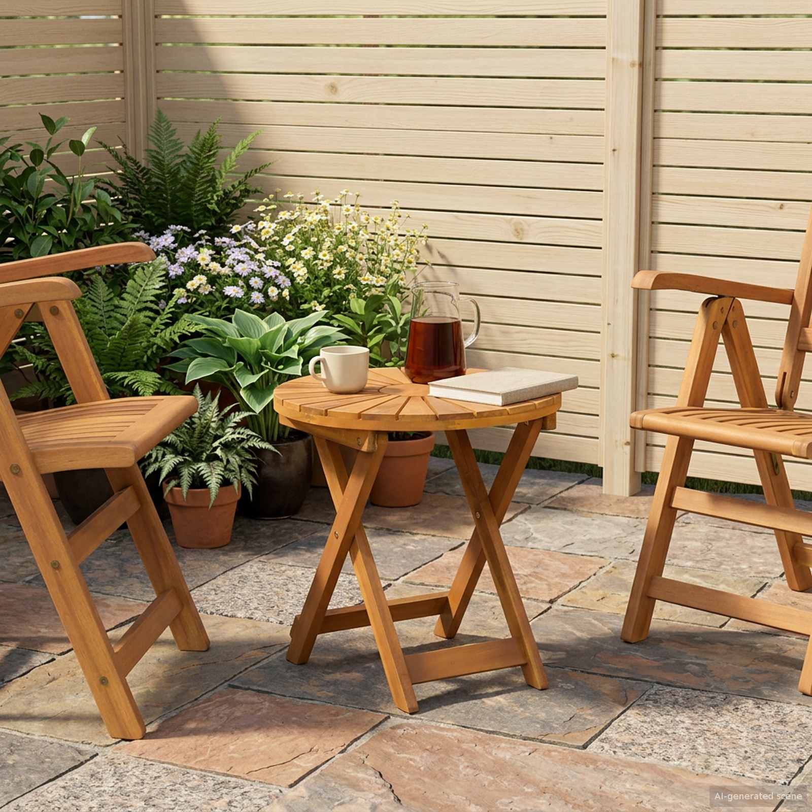 Table Bistrot Naturel Ø45 X 45 Cm Bois D'acacia Massif