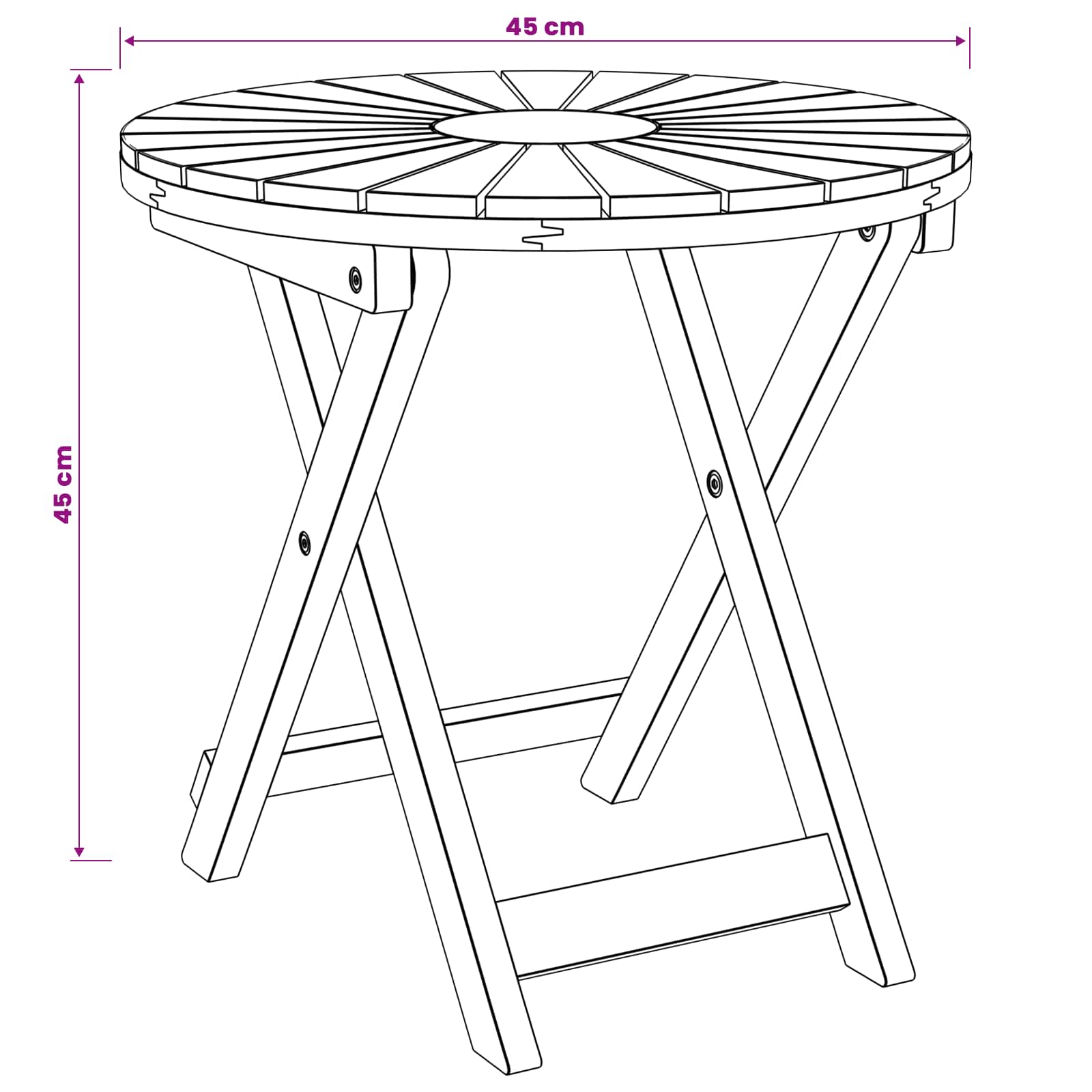 Table Bistrot Naturel Ø45 X 45 Cm Bois D'acacia Massif