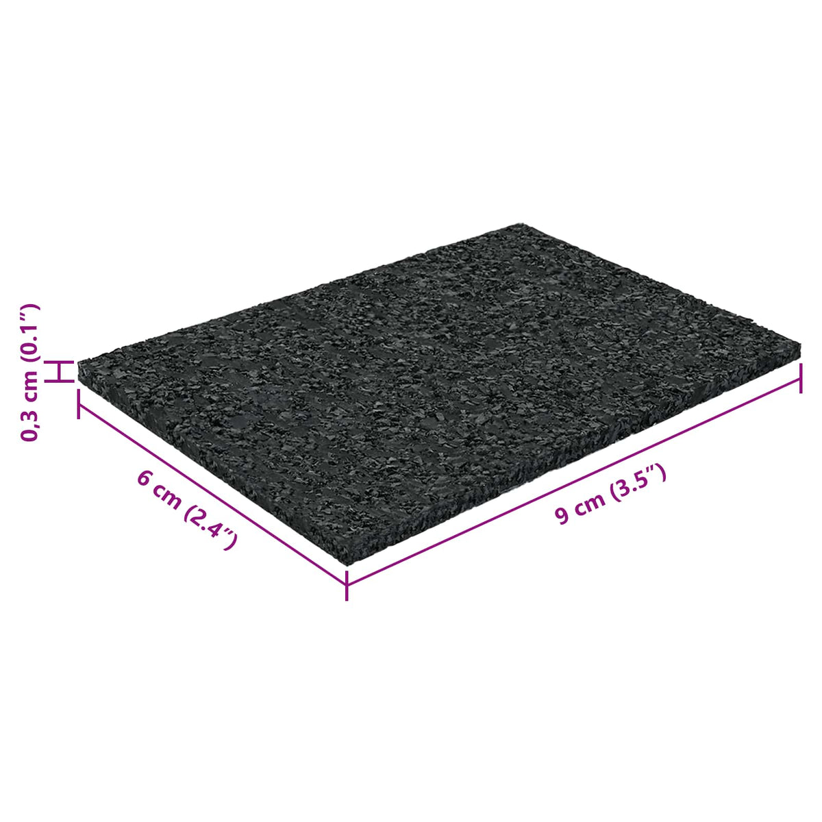 Tapis De Patio En Granulat De Caoutchouc Noir 6 X 9 X 0,3 Cm