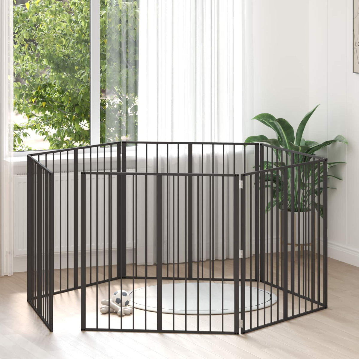 Porte Pour Chien 6 Pc Noir Acier Galvanisé