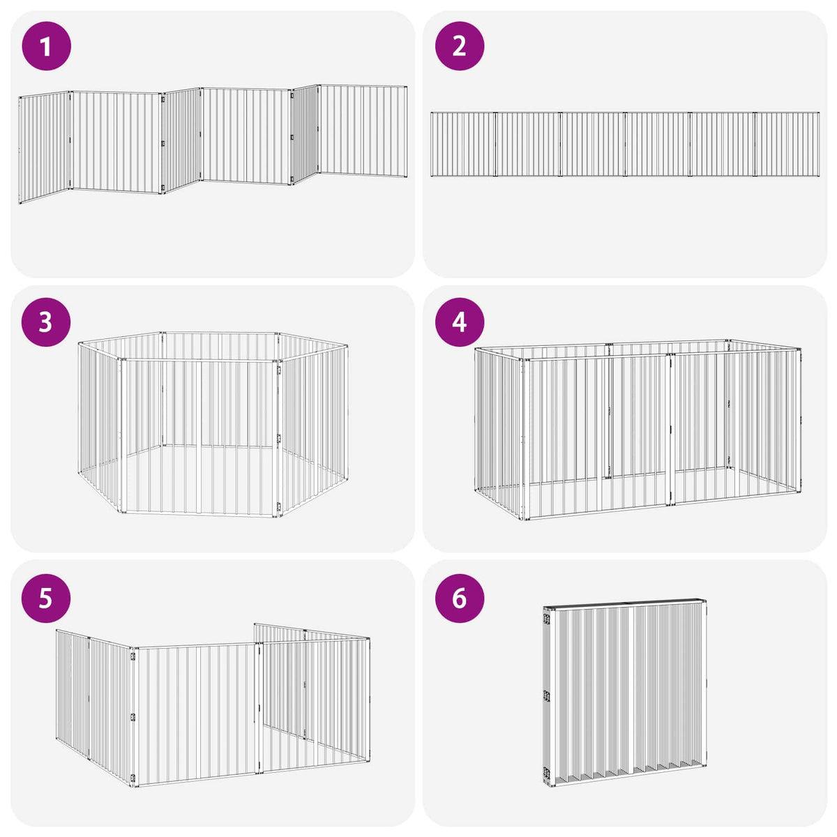 Porte Pour Chien 6 Pc Noir Acier Galvanisé