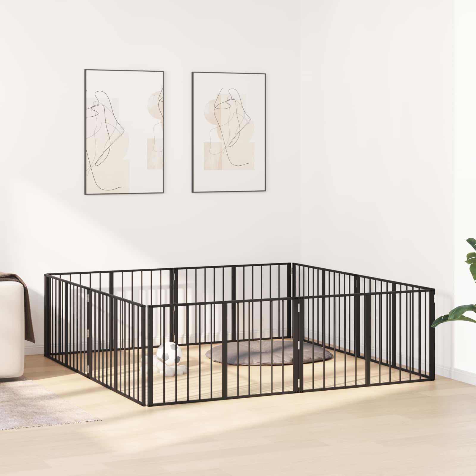 Porte Pour Chien 6 Pc Noir Acier Galvanisé