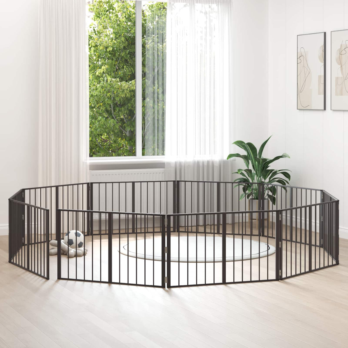 Porte Pour Chien 6 Pc Noir Acier Galvanisé