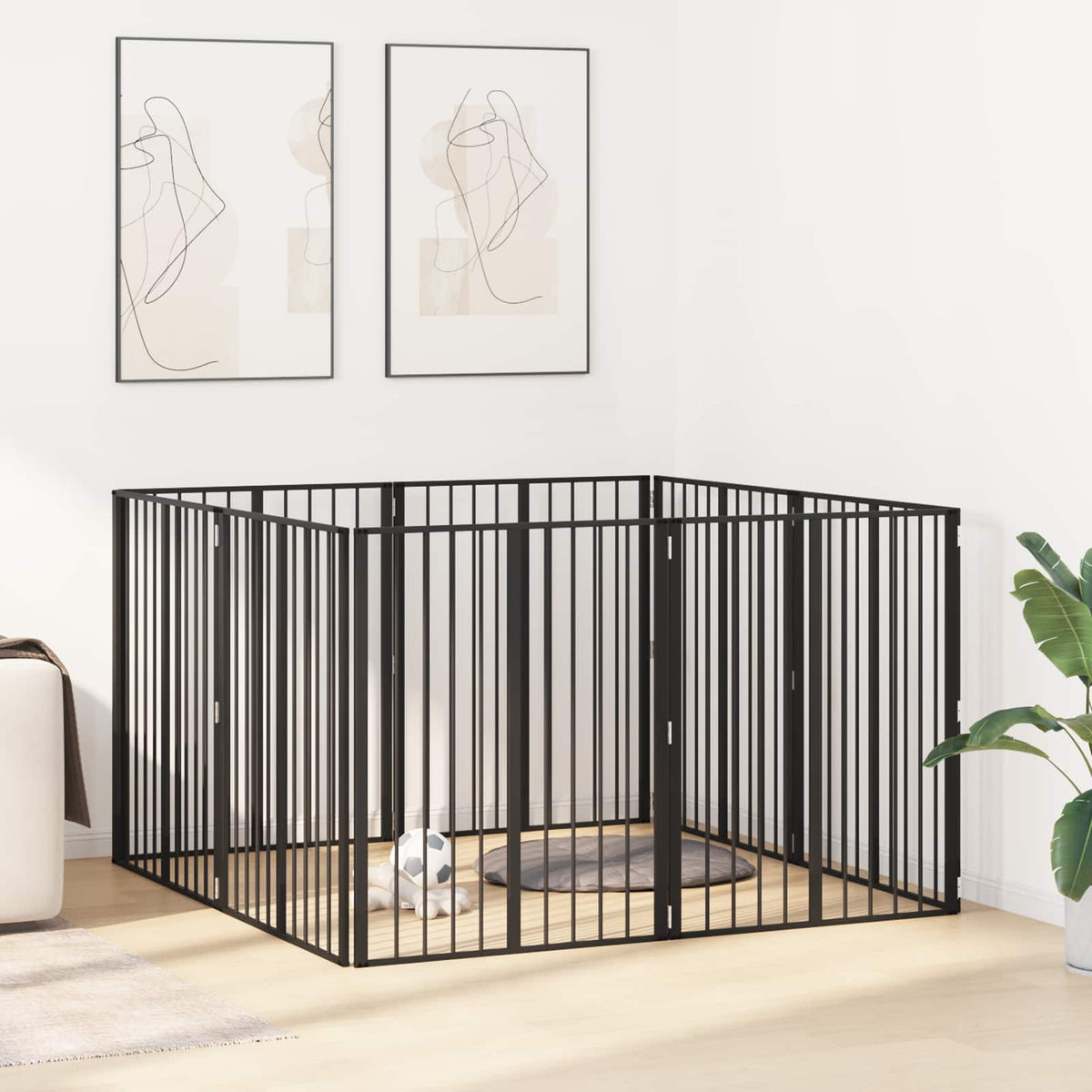 Porte Pour Chien 6 Pc Noir Acier Galvanisé