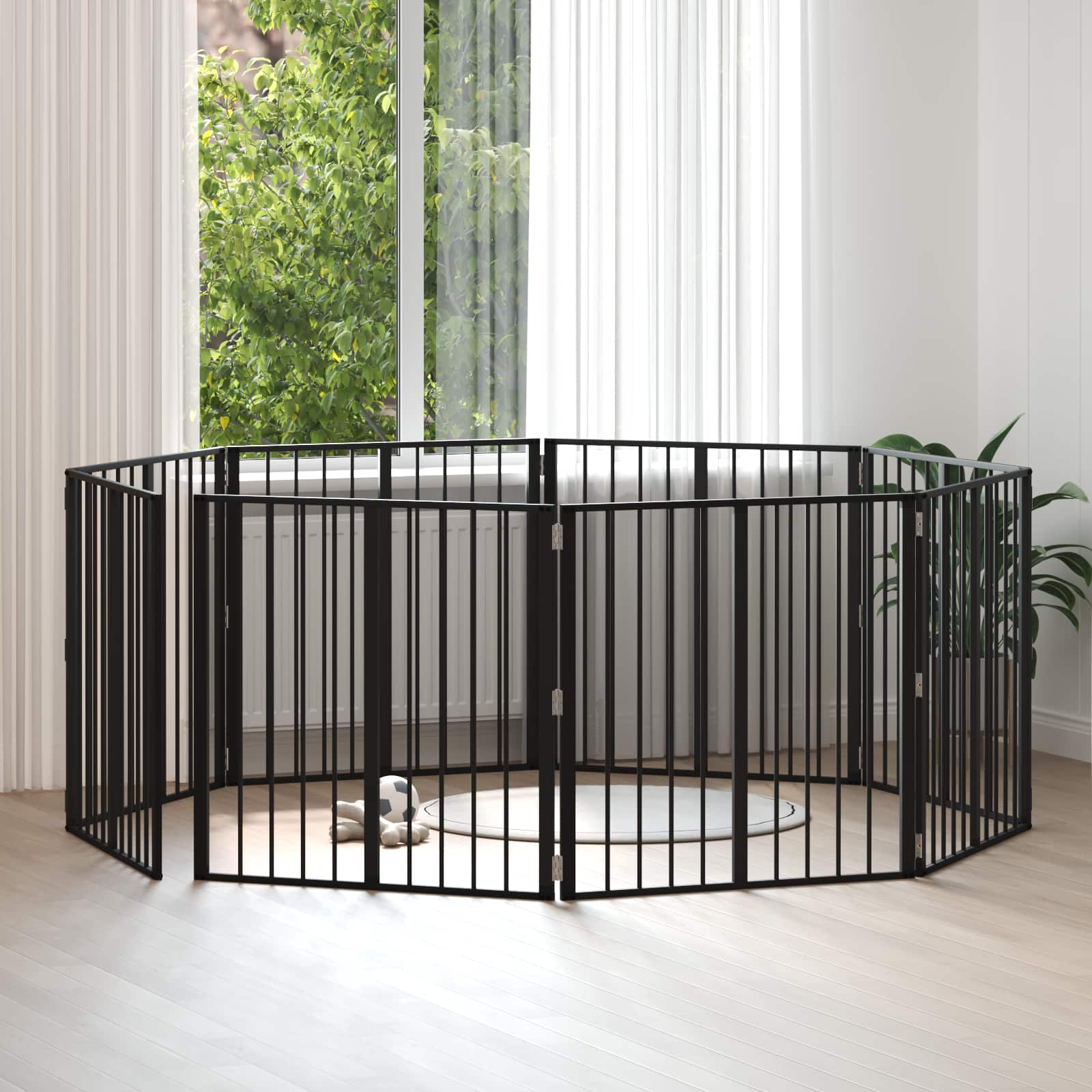 Porte Pour Chien 6 Pc Noir Acier Galvanisé