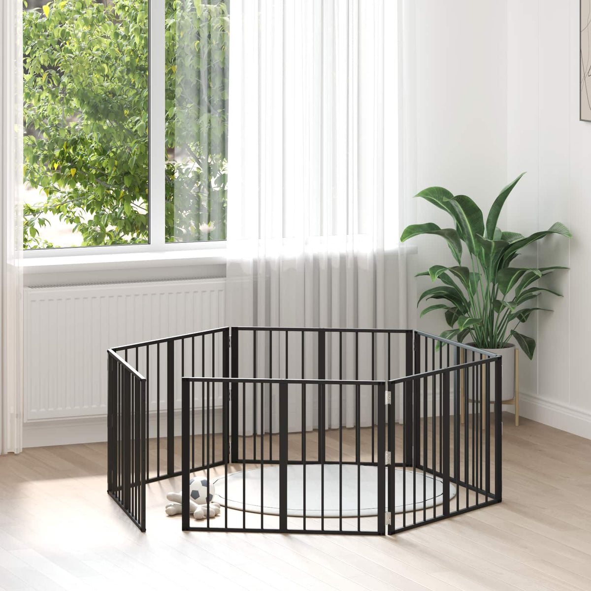 Porte Pour Chien 6 Pc Noir Acier Galvanisé
