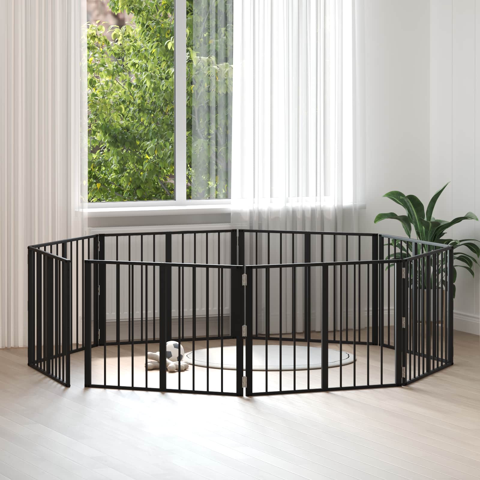 Porte Pour Chien 6 Pc Noir Acier Galvanisé