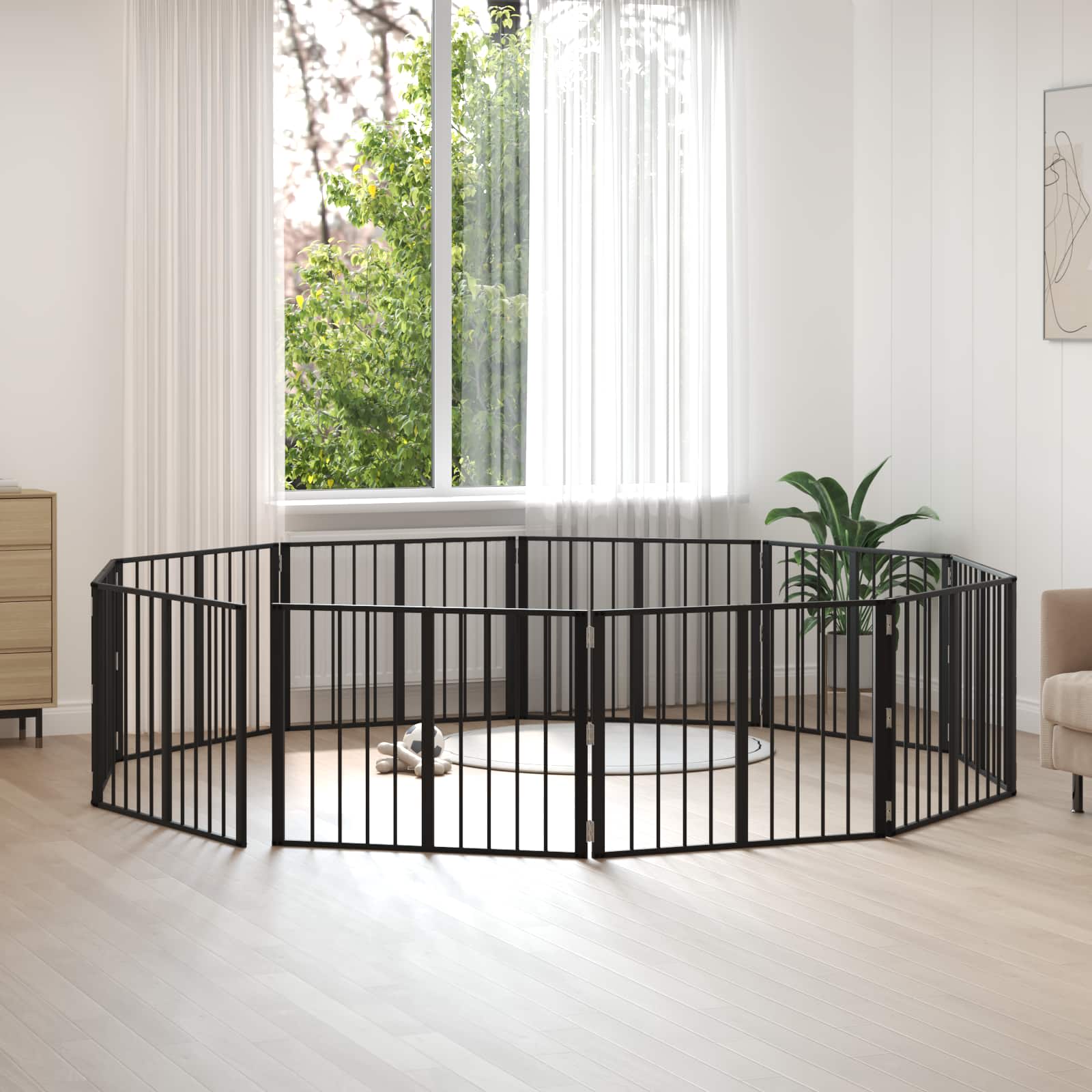 Porte Pour Chien 6 Pc Noir Acier Galvanisé