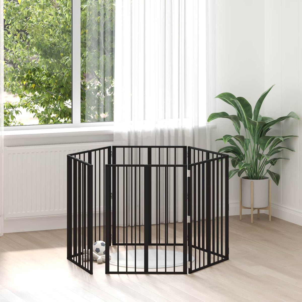 Porte Pour Chien 6 Pc Noir Acier Galvanisé