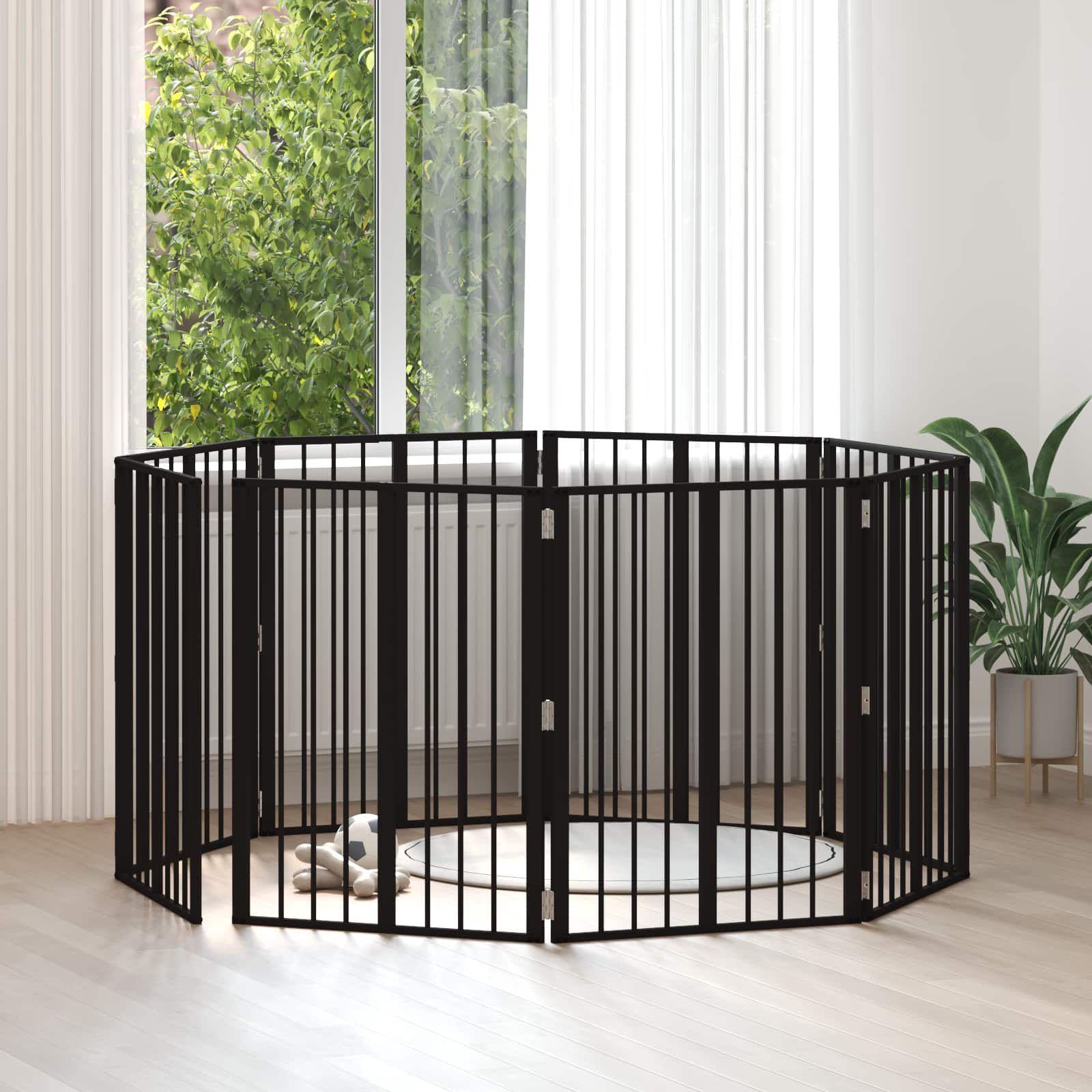 Porte Pour Chien 6 Pc Noir Acier Galvanisé