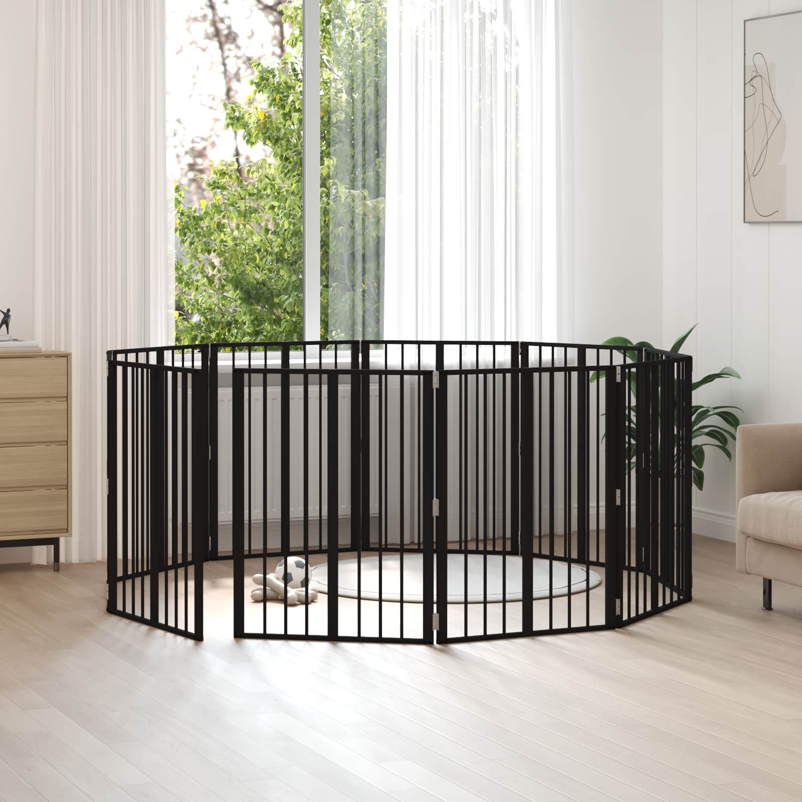 Porte Pour Chien 6 Pc Noir Acier Galvanisé