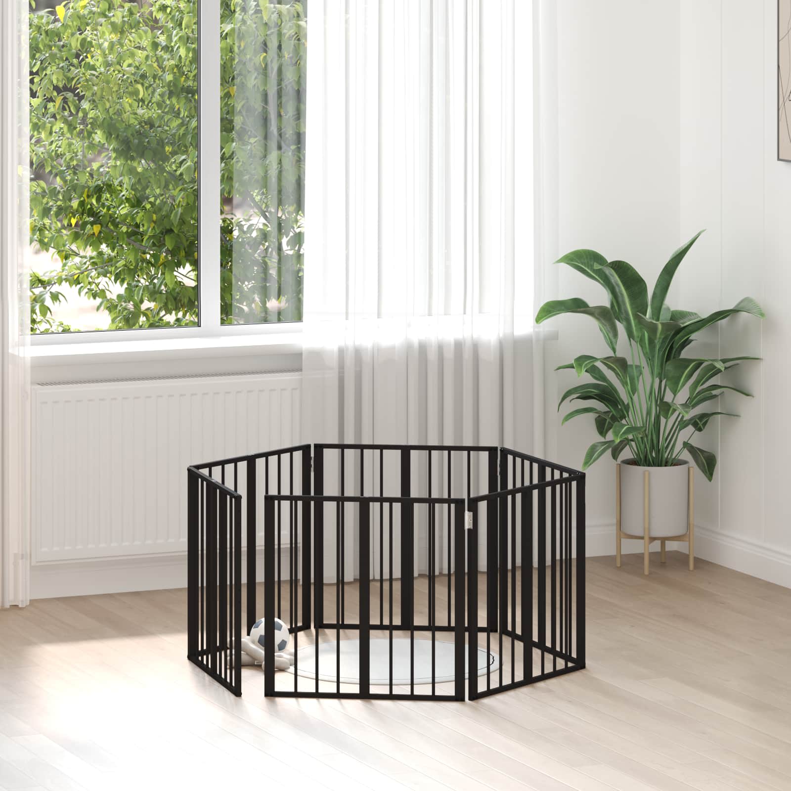 Porte Pour Chien 6 Pc Noir Acier Galvanisé