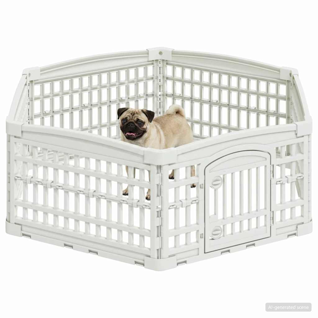 Parc De Jeu Pour Chiens À 6 Panneaux Blanc