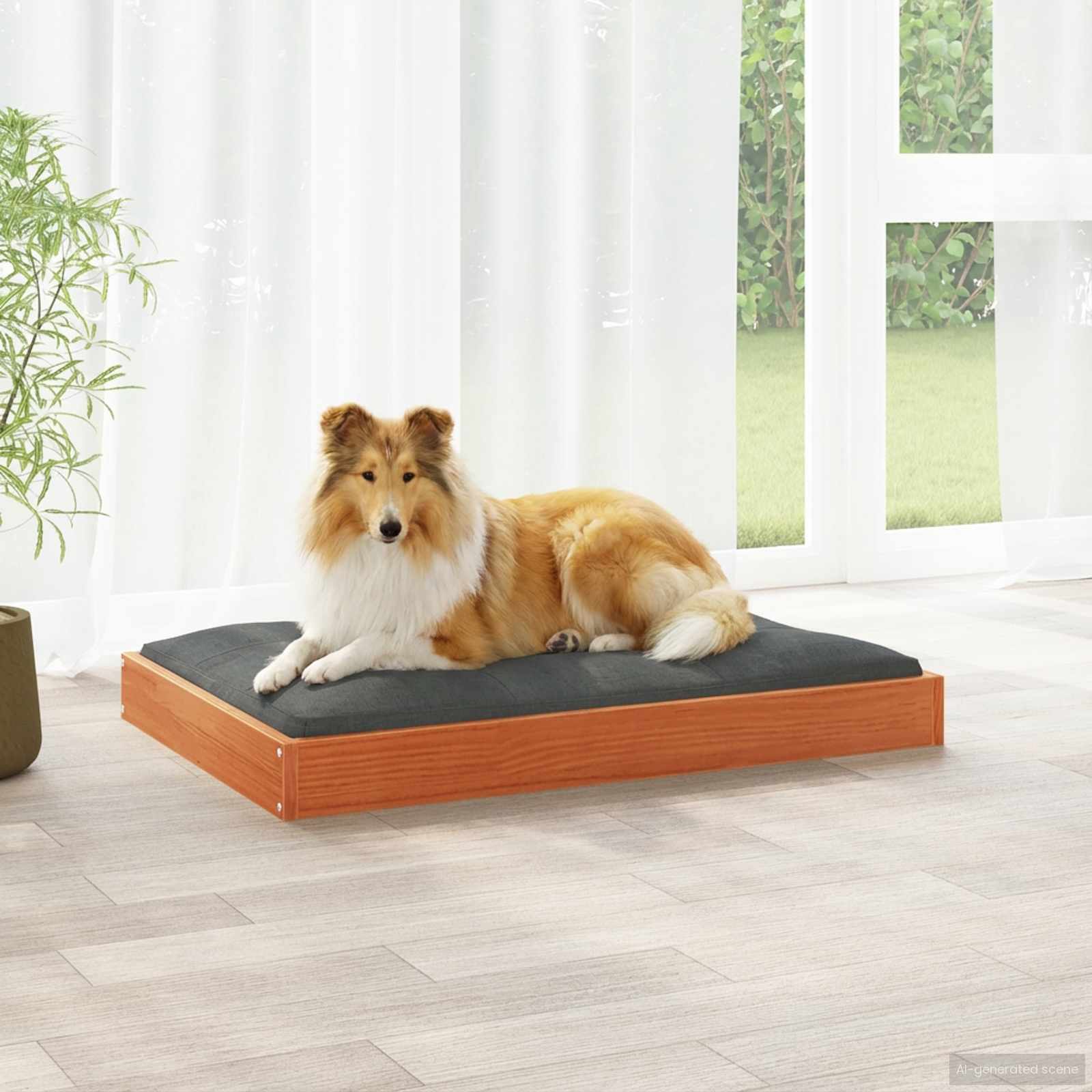 Lit Pour Chien 61,5X49X9 Cm Bois De Pin Solide