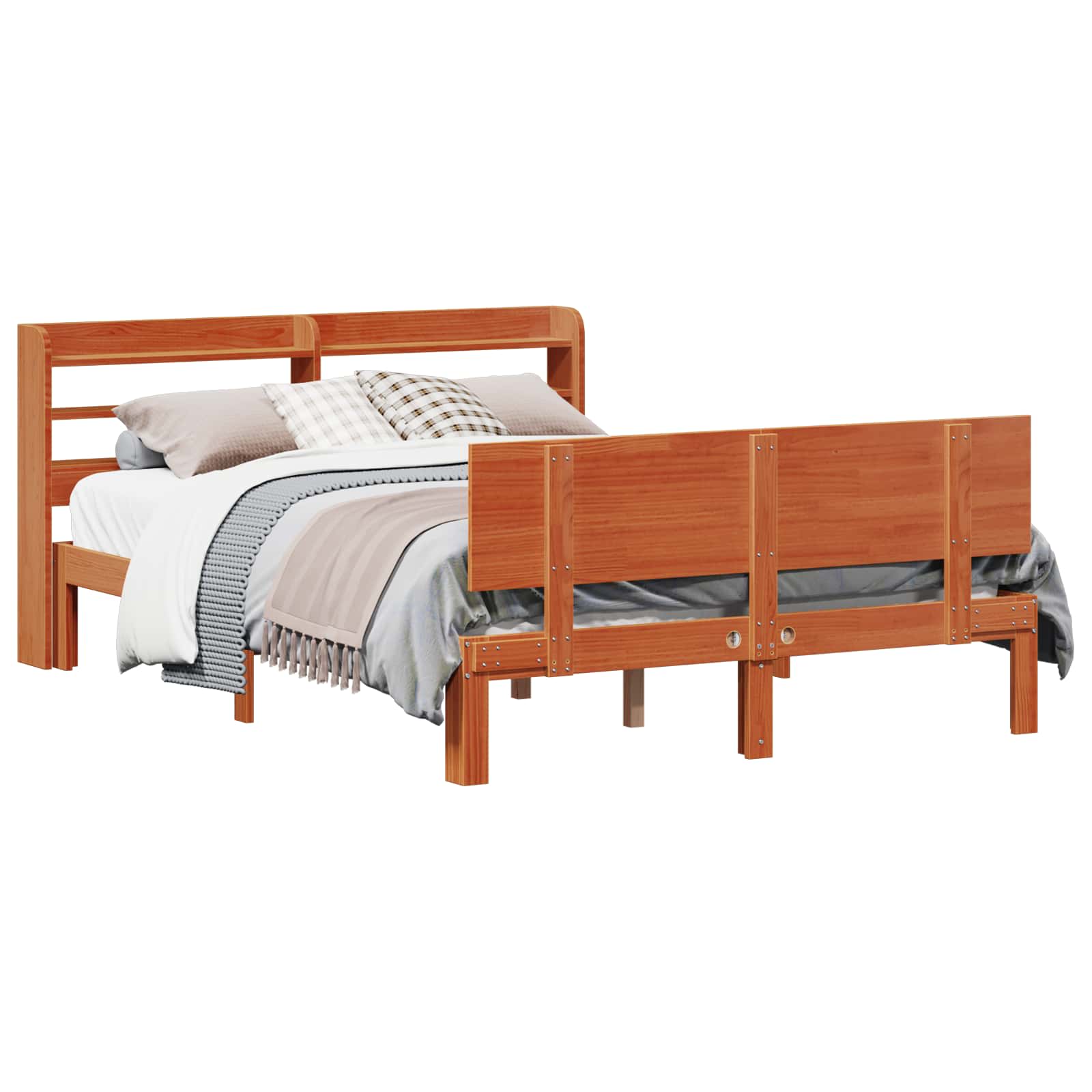 Cadre De Lit Avec Étagère 2 Pc Bois De Pin Massif