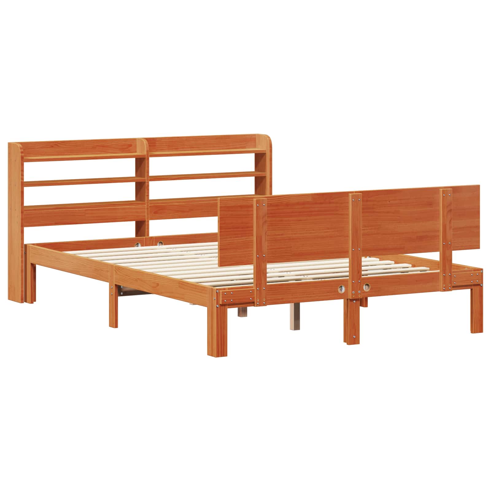 Cadre De Lit Avec Étagère 2 Pc Bois De Pin Massif