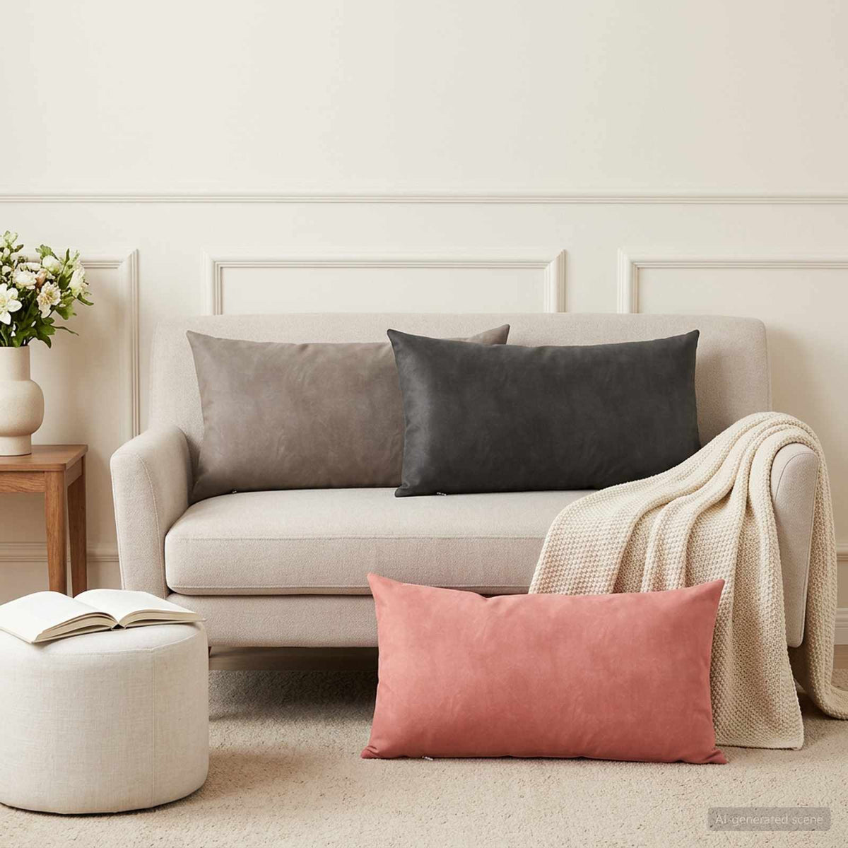 Coussin Avec Oreiller Heerlen 2 Pièces Velours