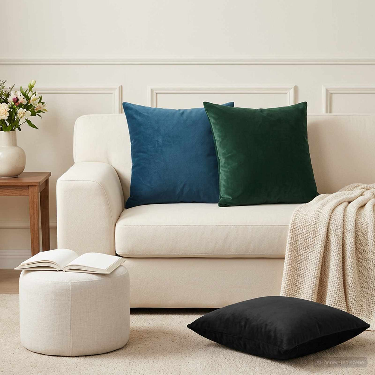 Coussin Avec Oreiller Heerlen 2 Pièces Velours