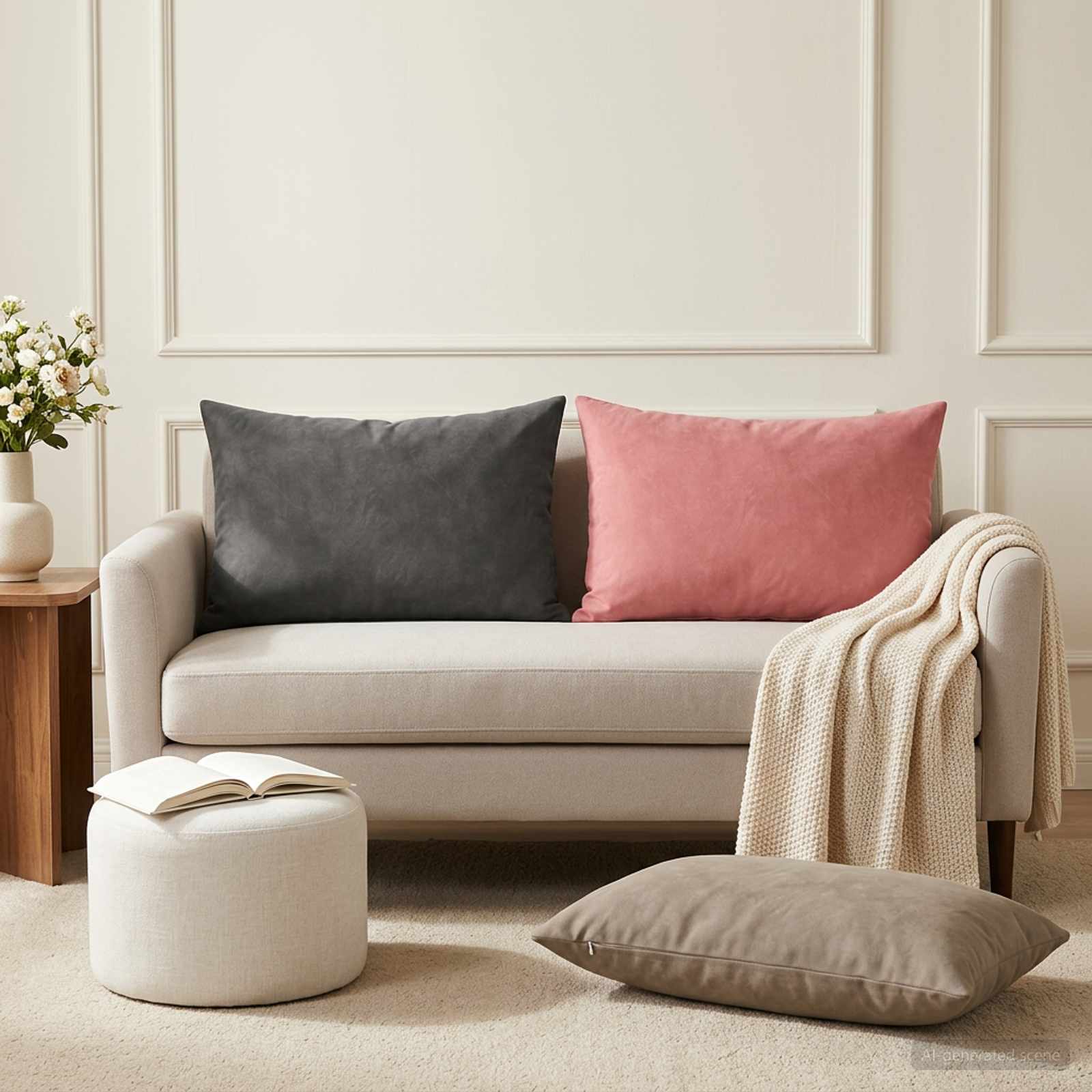 Coussin Avec Oreiller Heerlen 2 Pièces Velours