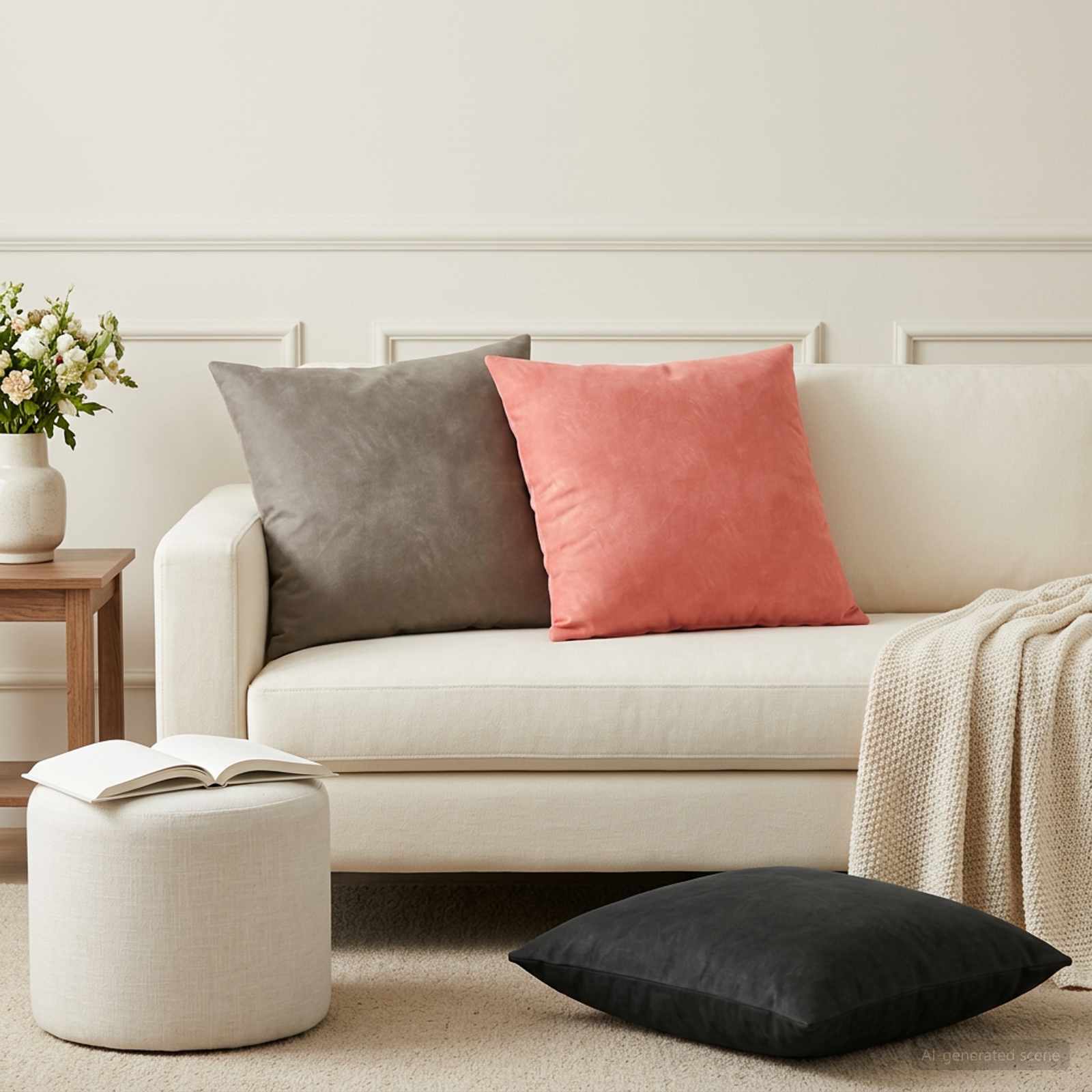 Coussin Avec Oreiller Heerlen 2 Pièces Velours