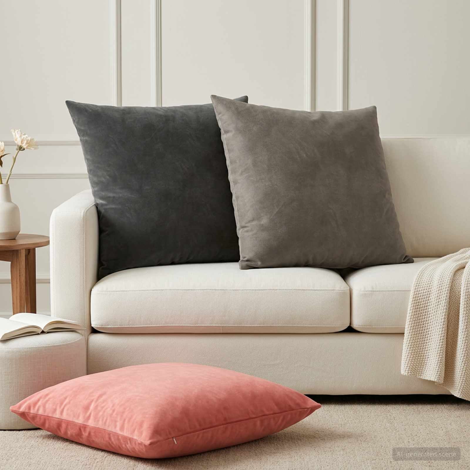Coussin Avec Oreiller Heerlen 2 Pièces Velours