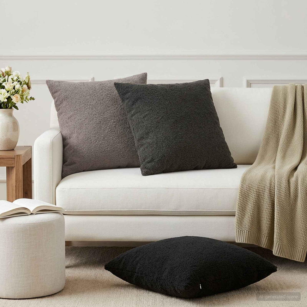 Housse De Coussin 2 Pcs Heerlen Bouclé