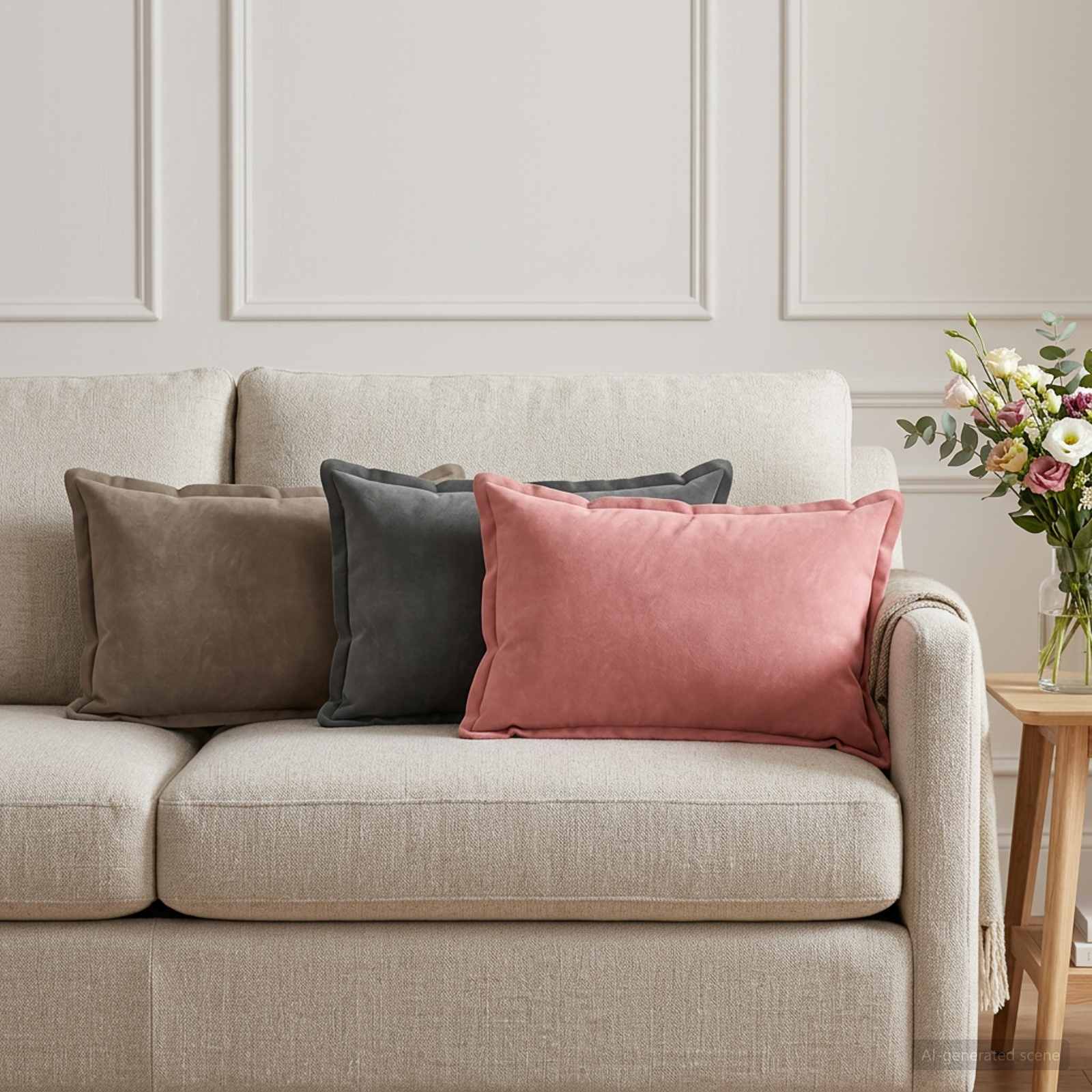Coussin Avec Oreiller Houten 2 Pc Fløjl