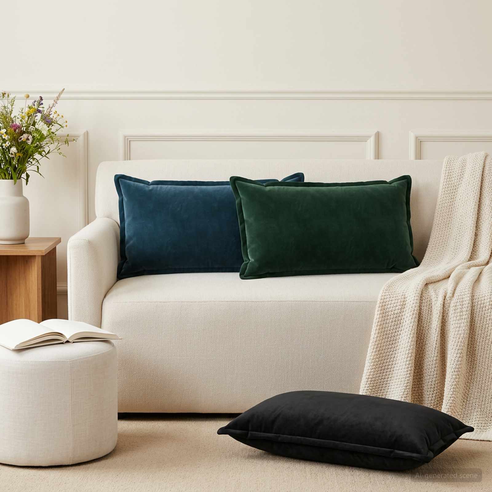 Coussin Avec Oreiller Houten 2 Pc Fløjl