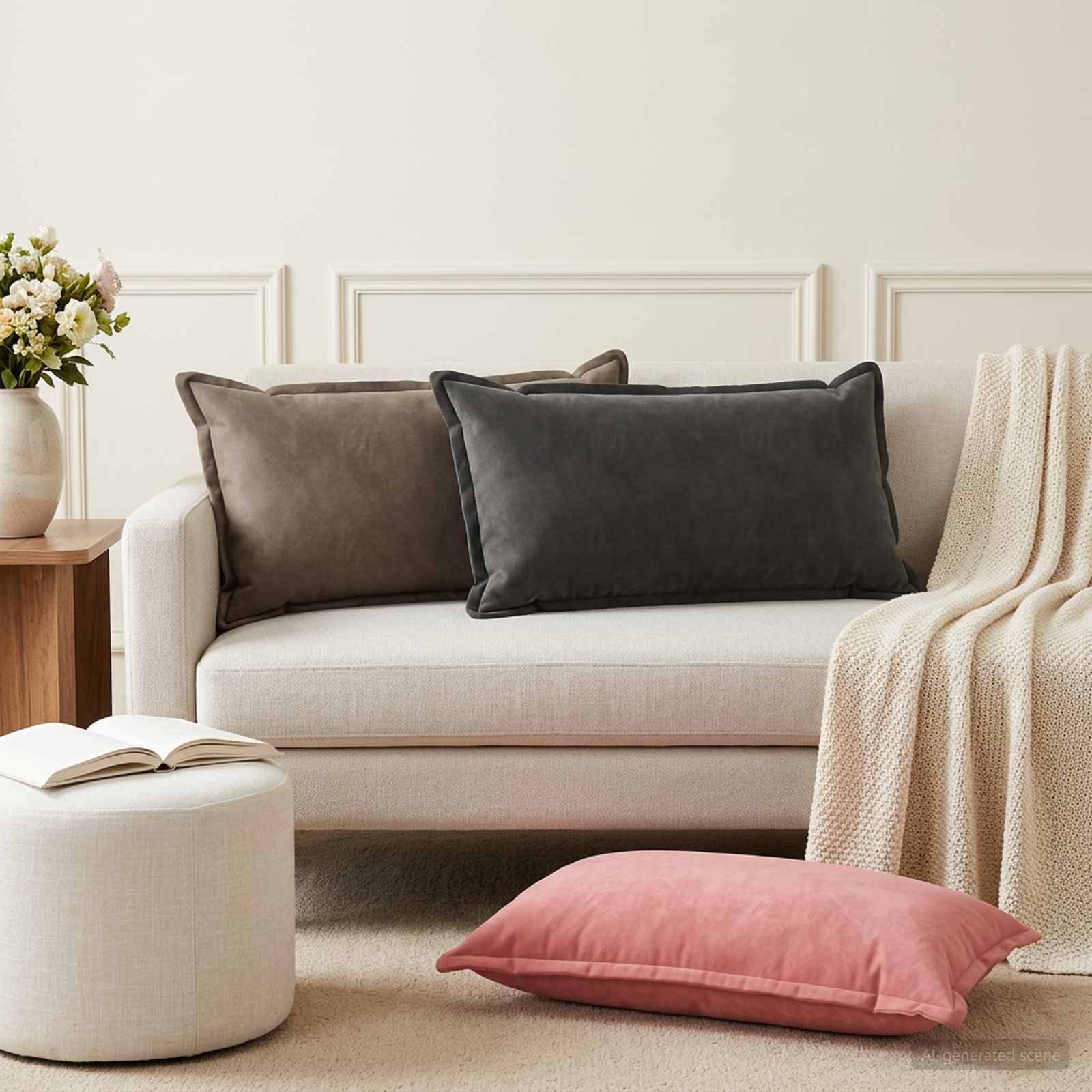 Coussin Avec Oreiller Houten 2 Pc Fløjl