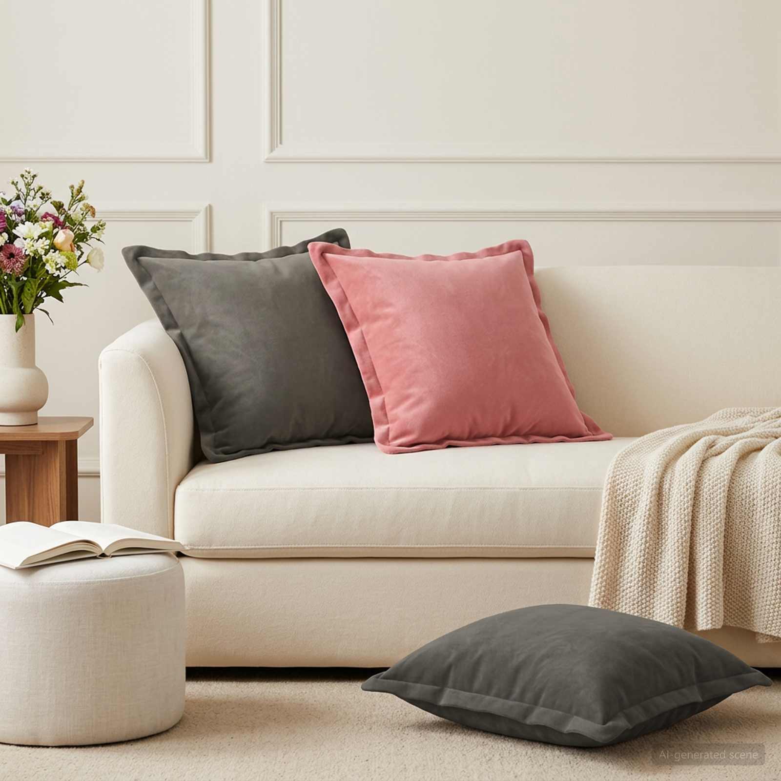Coussin Avec Oreiller Houten 2 Pc Fløjl