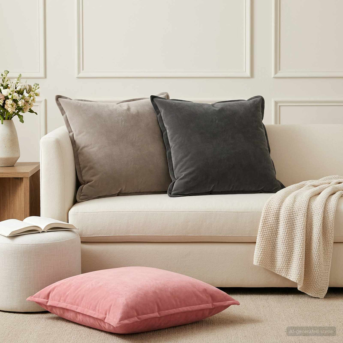 Coussin Avec Oreiller Houten 2 Pc Fløjl