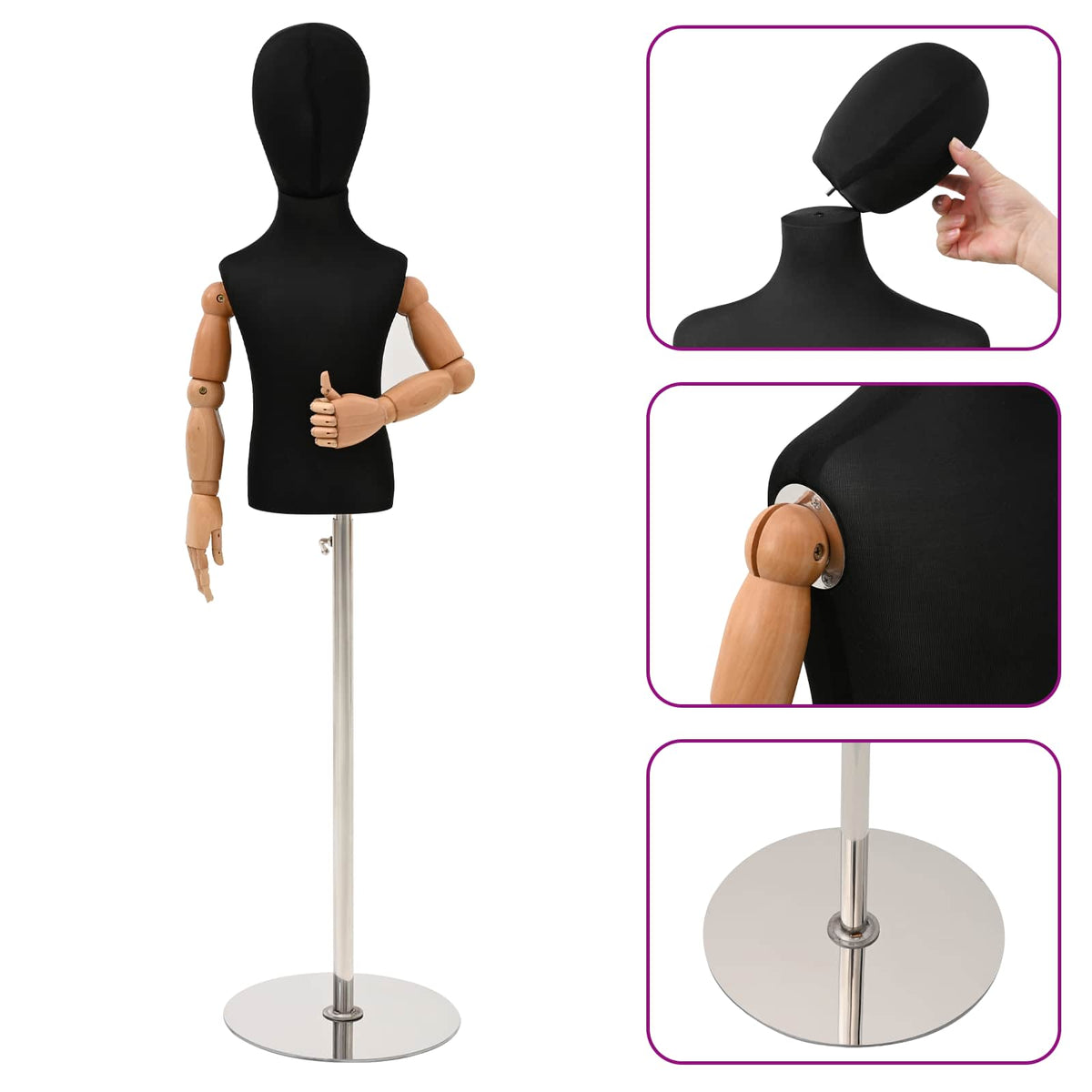 Mannequin Ajustable De 120-157 Cm Avec Base Unisexe Pp