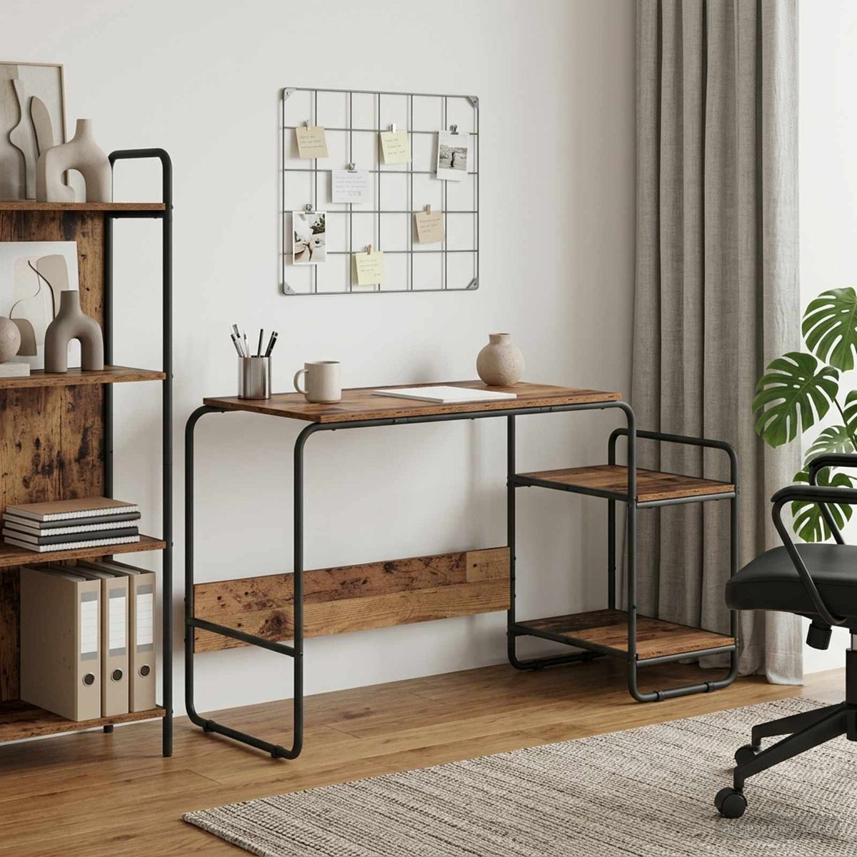 Bureau Avec Rangement Bois De Chêne 131,5 X 50 X 75,5 Cm