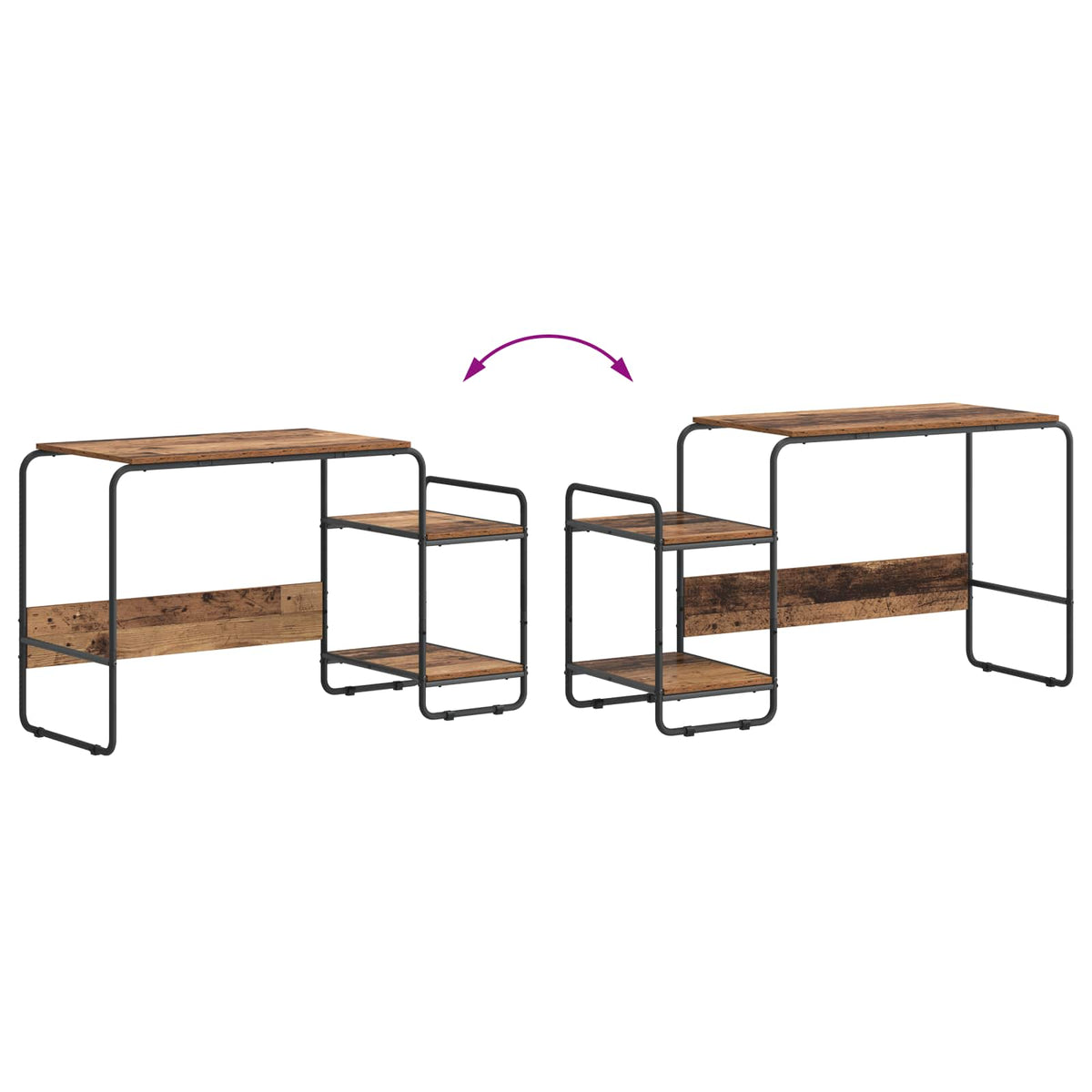 Bureau Avec Rangement Bois De Chêne 131,5 X 50 X 75,5 Cm