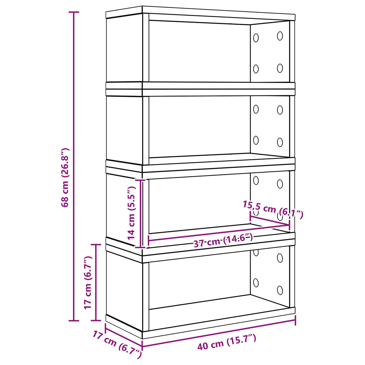 Rack De Rangement Pour Cd 4 Pc 40 X 17 X 17 Cm