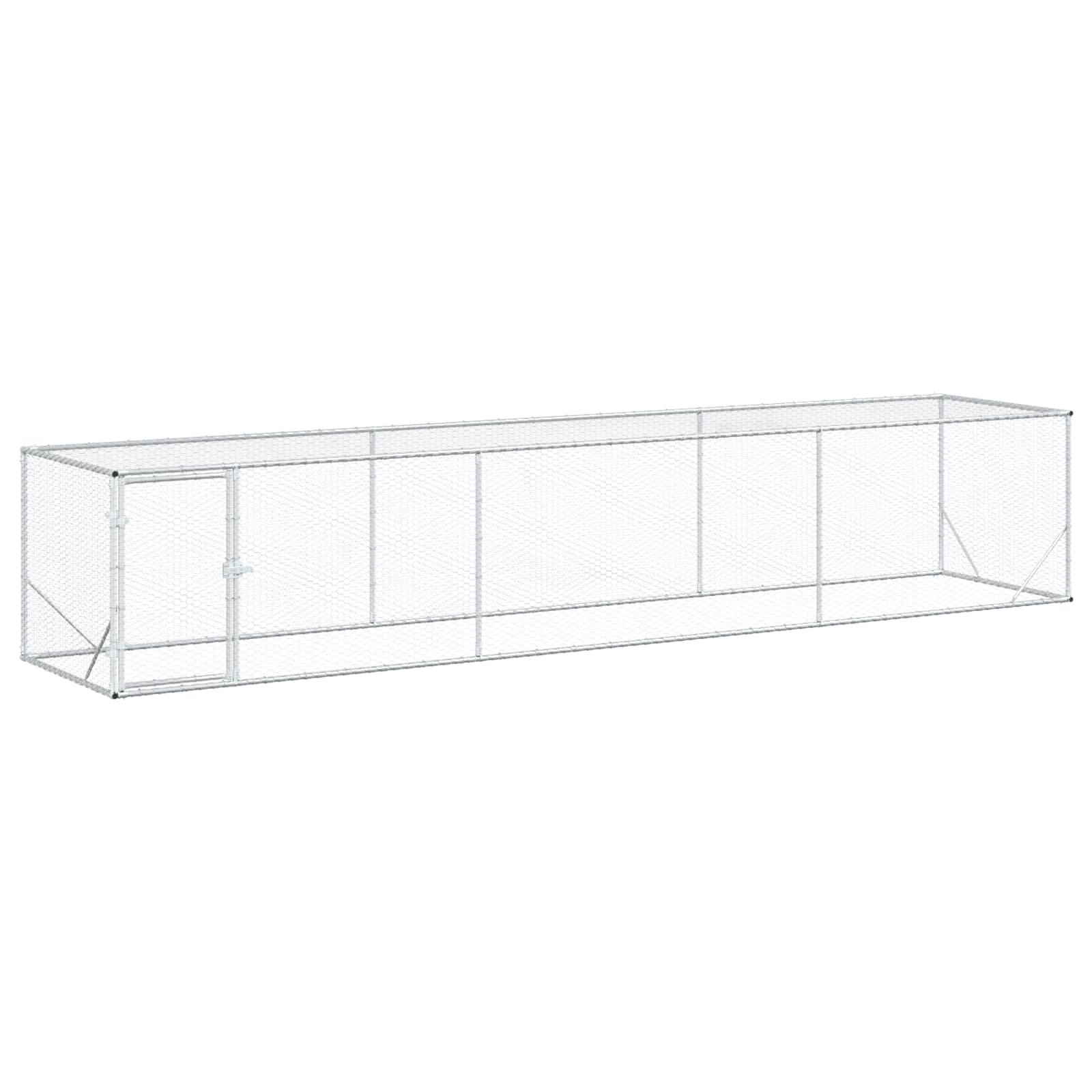 Enclos Pour Poules Argenté 500 X 100 X 100 Cm Acier Galvanisé