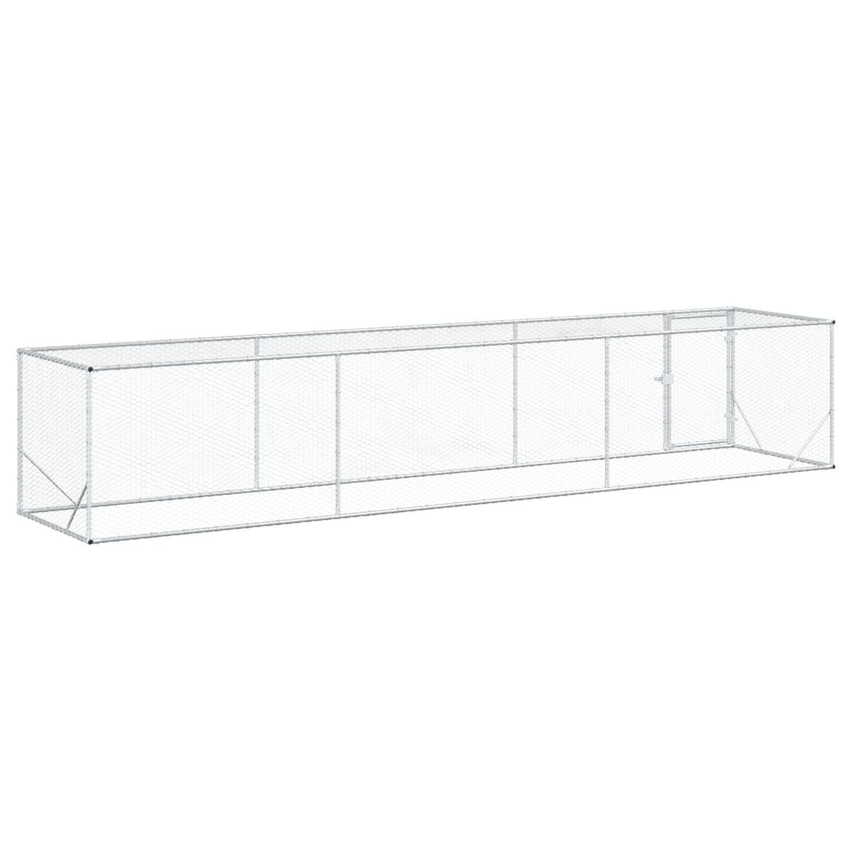 Enclos Pour Poules Argenté 500 X 100 X 100 Cm Acier Galvanisé