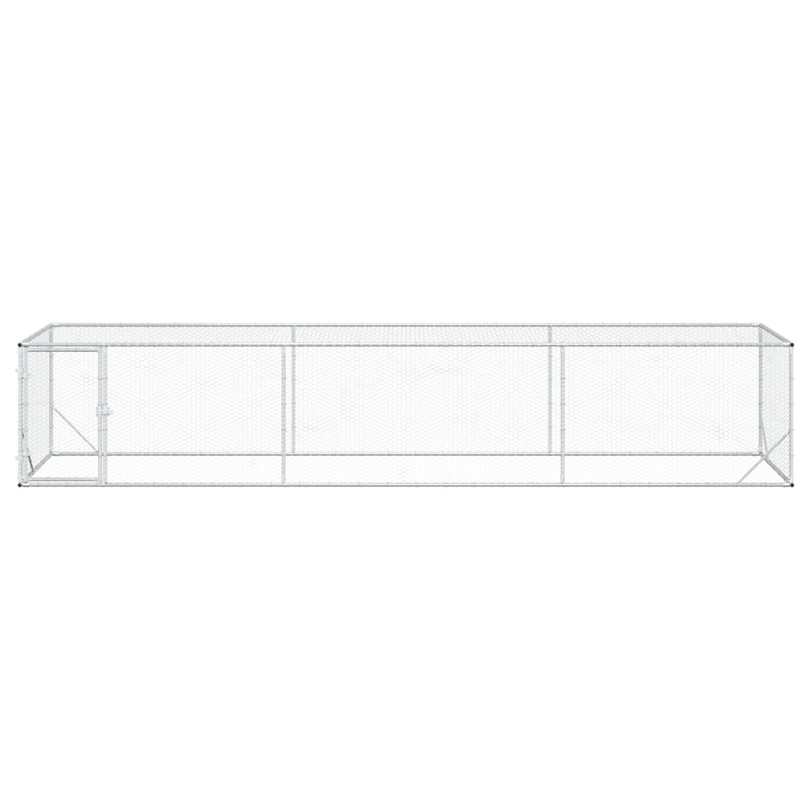 Enclos Pour Poules Argenté 500 X 100 X 100 Cm Acier Galvanisé