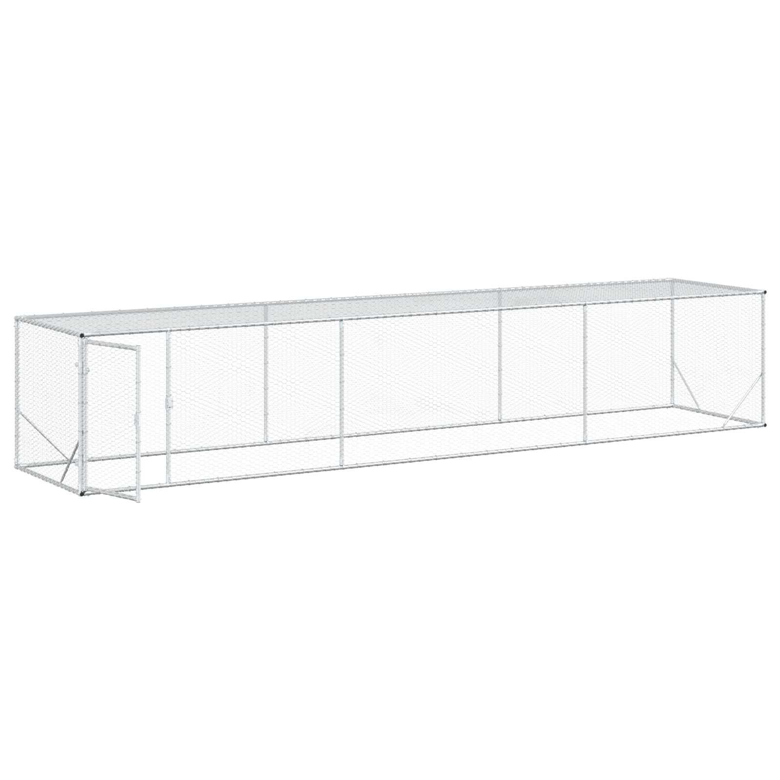 Enclos Pour Poules Argenté 500 X 100 X 100 Cm Acier Galvanisé