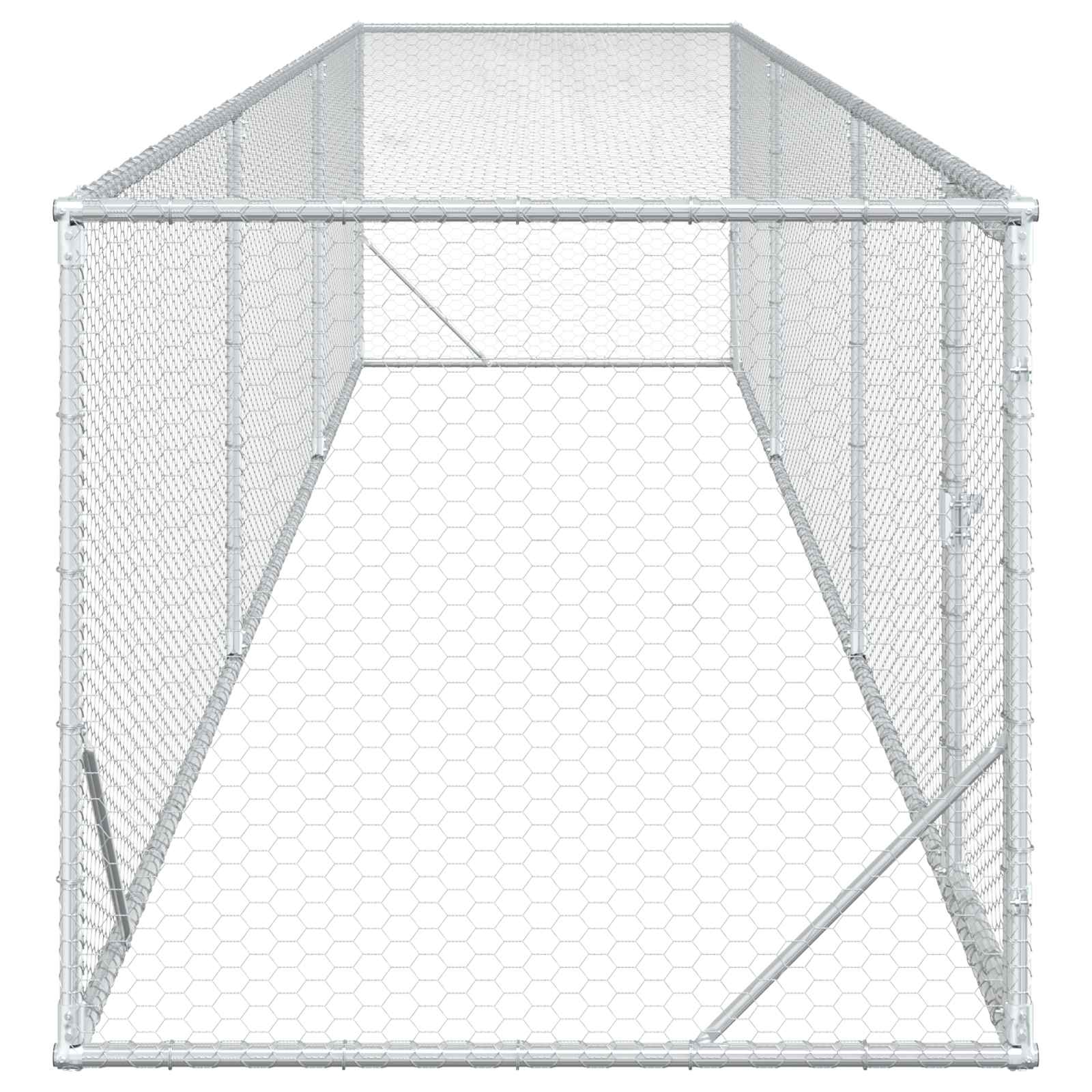 Enclos Pour Poules Argenté 500 X 100 X 100 Cm Acier Galvanisé