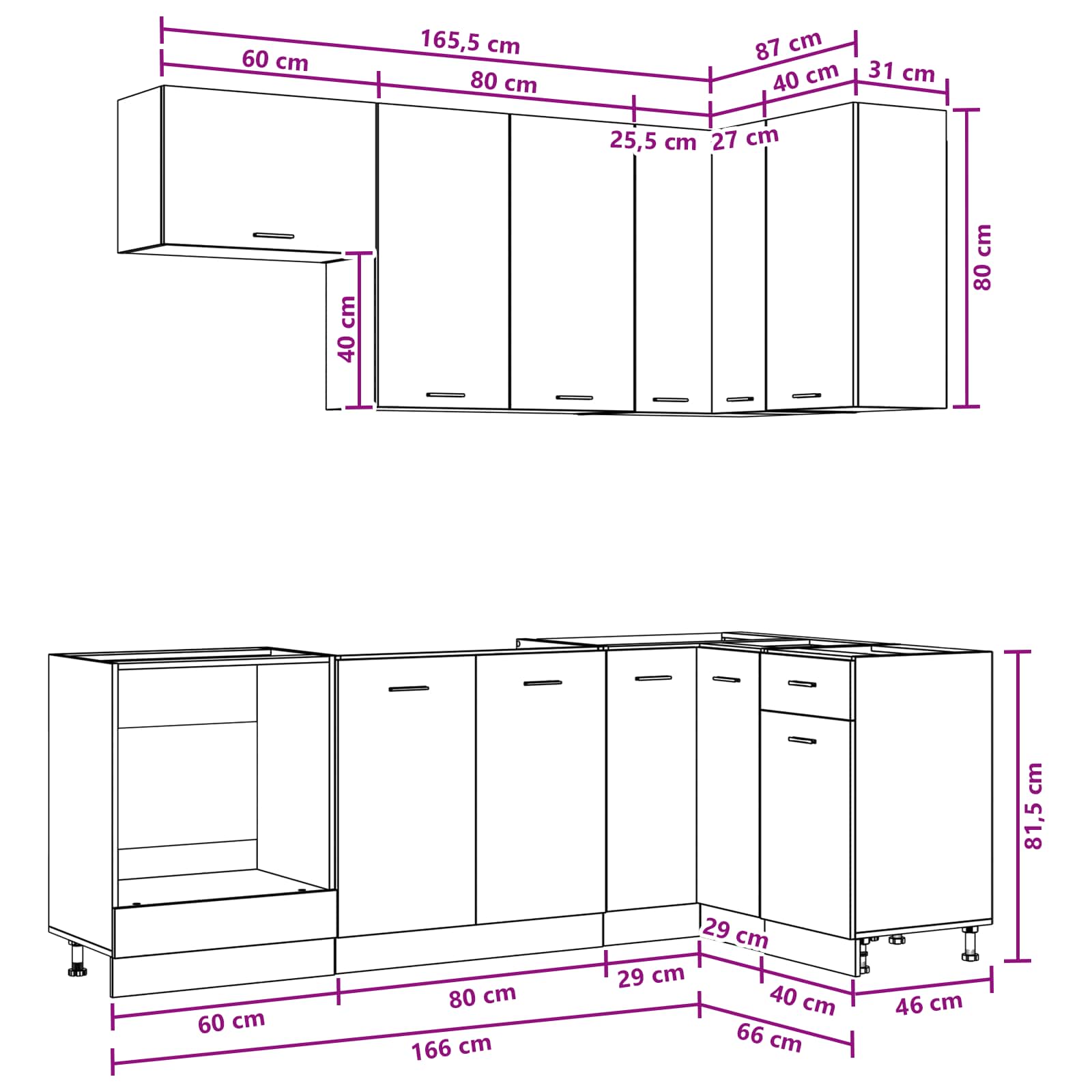 Unité De Cuisine Lyon 8 Pc Bois D'ingénierie