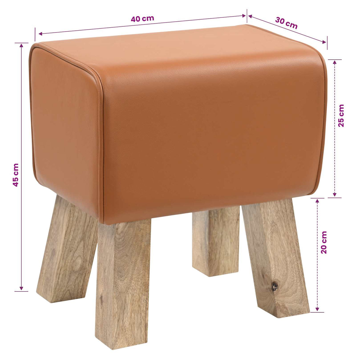 Banc 40 X 30 X 45 Cm Cuir Véritable