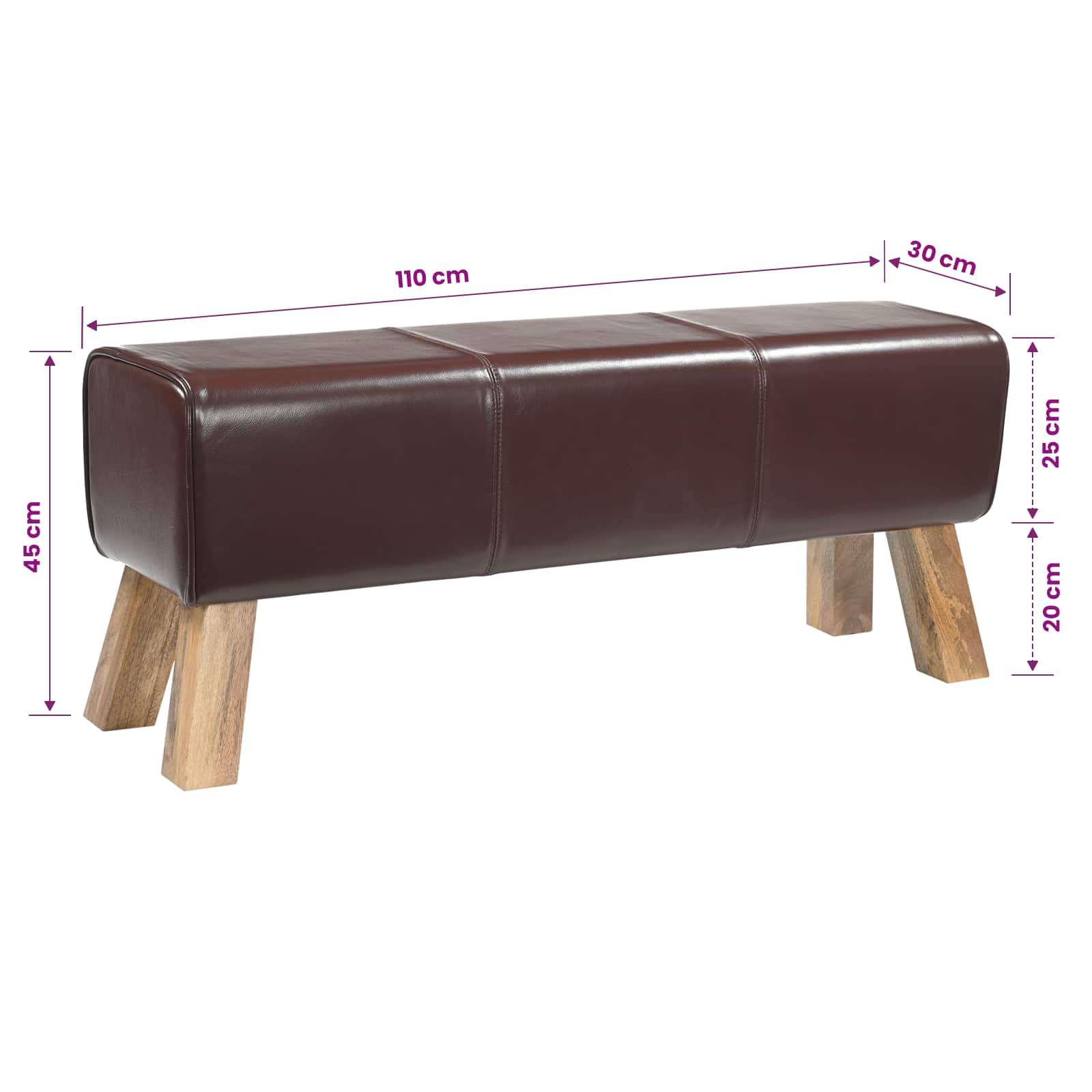 Banc 110 X 30 X 45 Cm Cuir Véritable