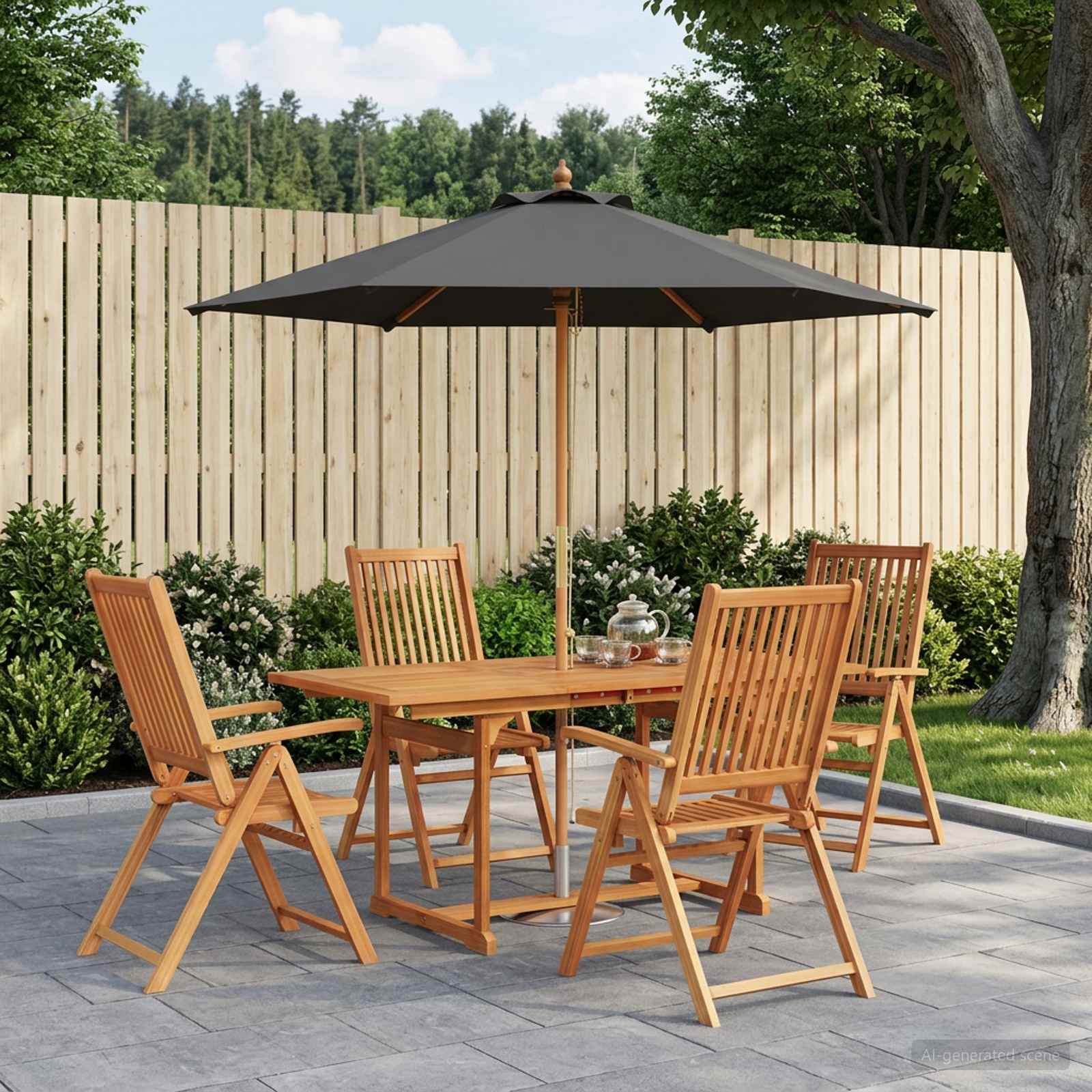 Ensemble De Salle À Manger D'extérieur Avec Parasol 6 Pc