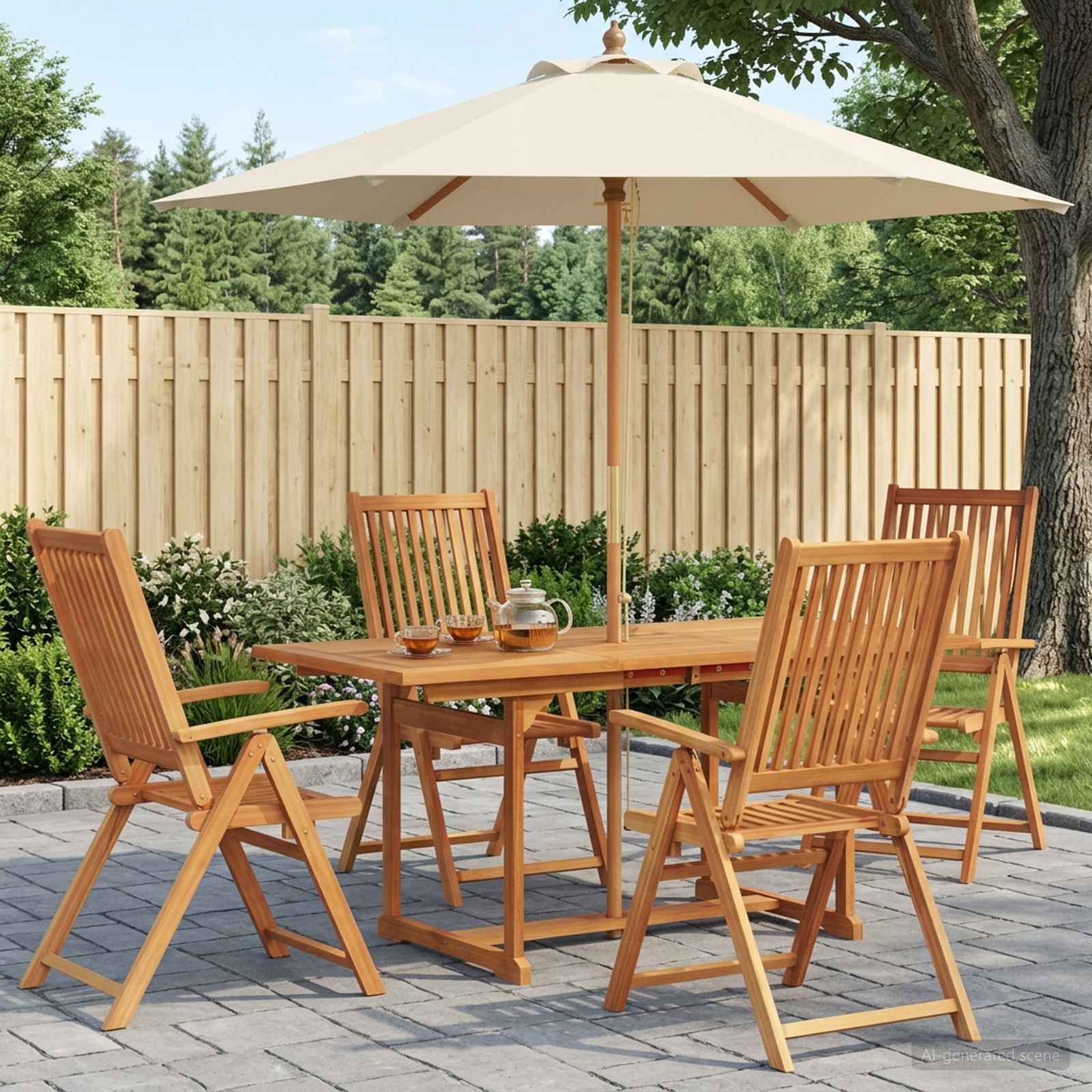 Ensemble De Salle À Manger D'extérieur Avec Parasol 6 Pc