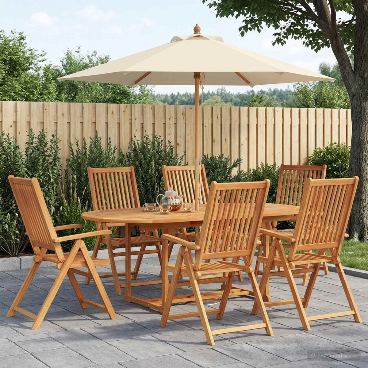 Ensemble De Salle À Manger D'extérieur Avec Parasol 6 Pc