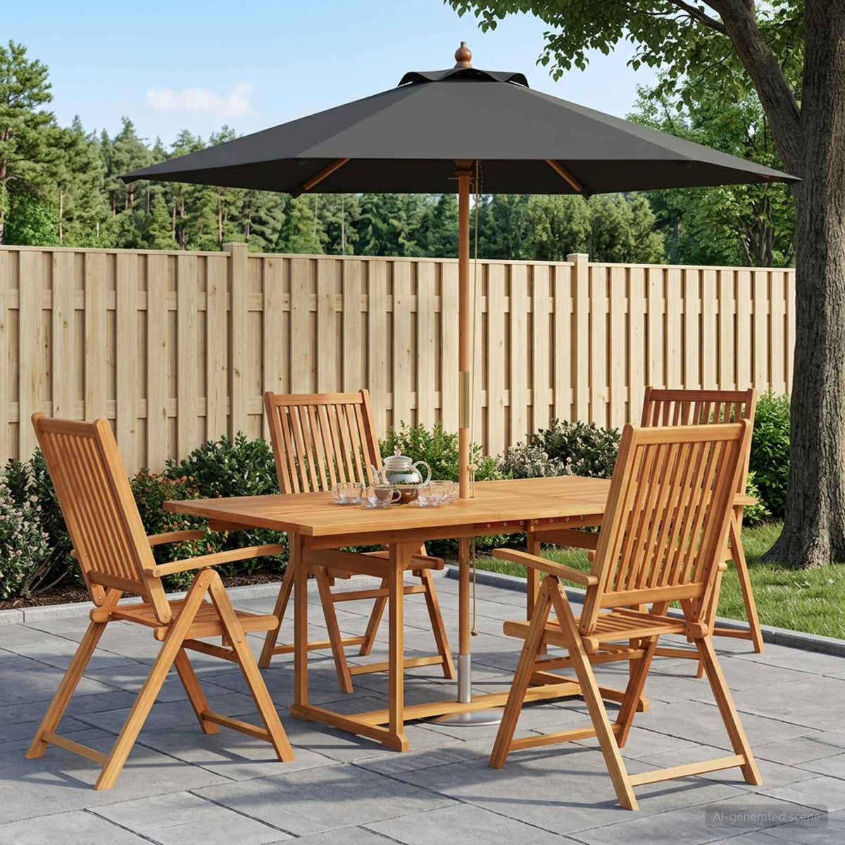 Ensemble De Salle À Manger D'extérieur Avec Parasol 6 Pc