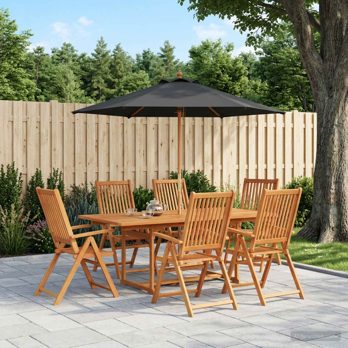 Ensemble De Salle À Manger D'extérieur Avec Parasol 6 Pc